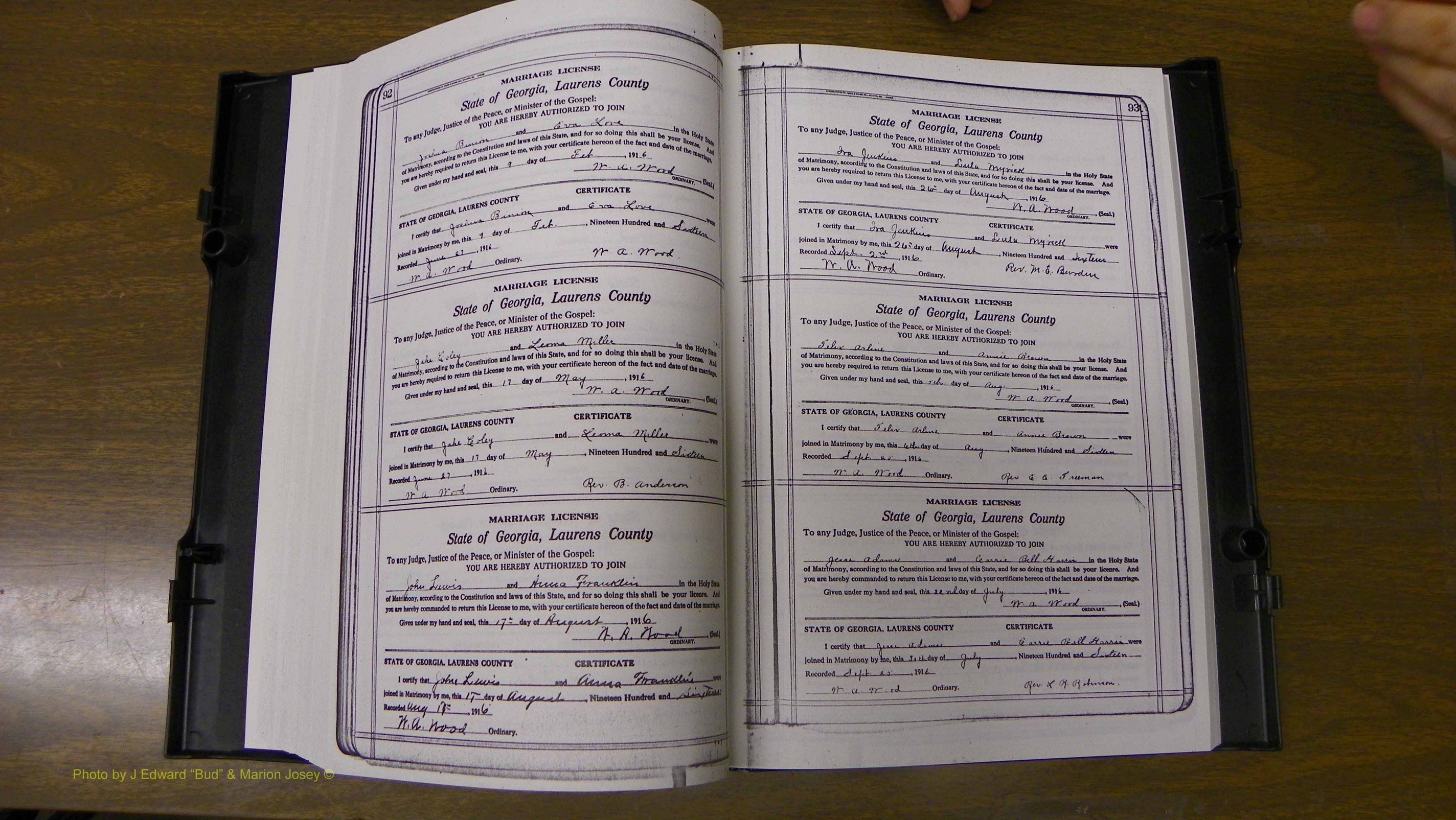Laurens Co, GA, Marriages Book Q, 1915 - 1933, Colored, P 092-093.JPG