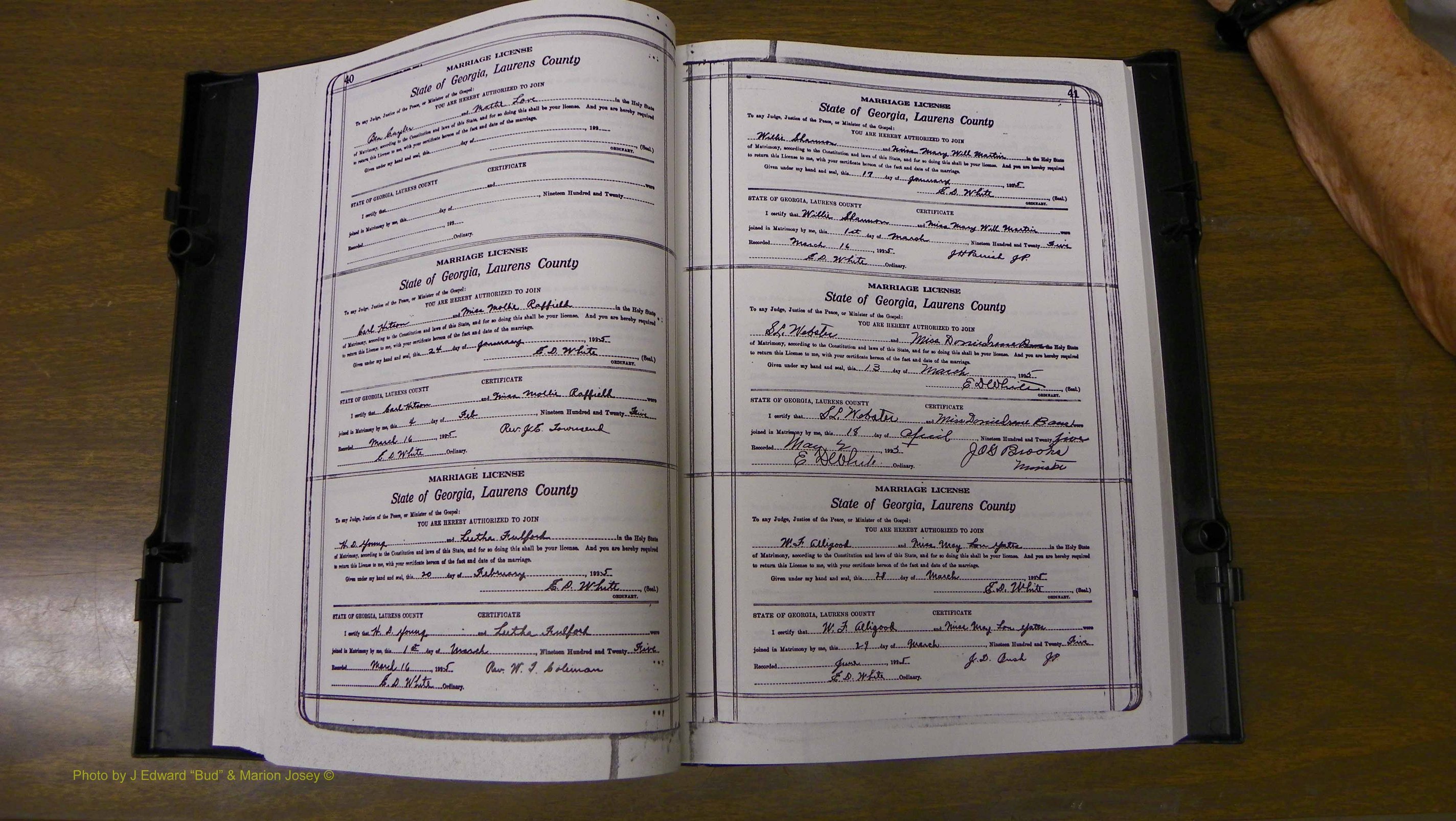 Laurens Co, GA, Marriages Book S, 1924 - 1934, White, P 040-041.JPG