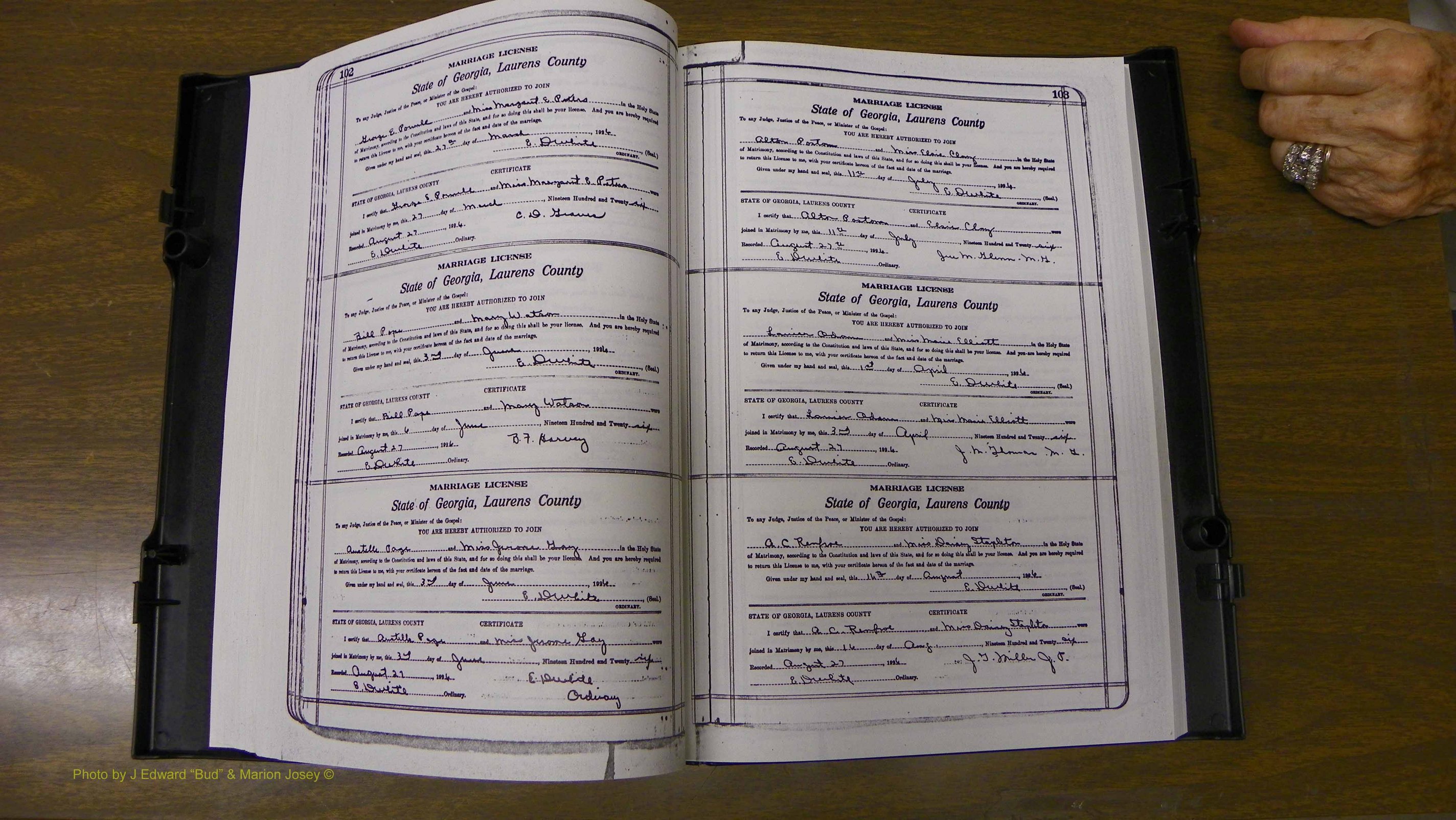 Laurens Co, GA, Marriages Book S, 1924 - 1934, White, P 102-103.JPG