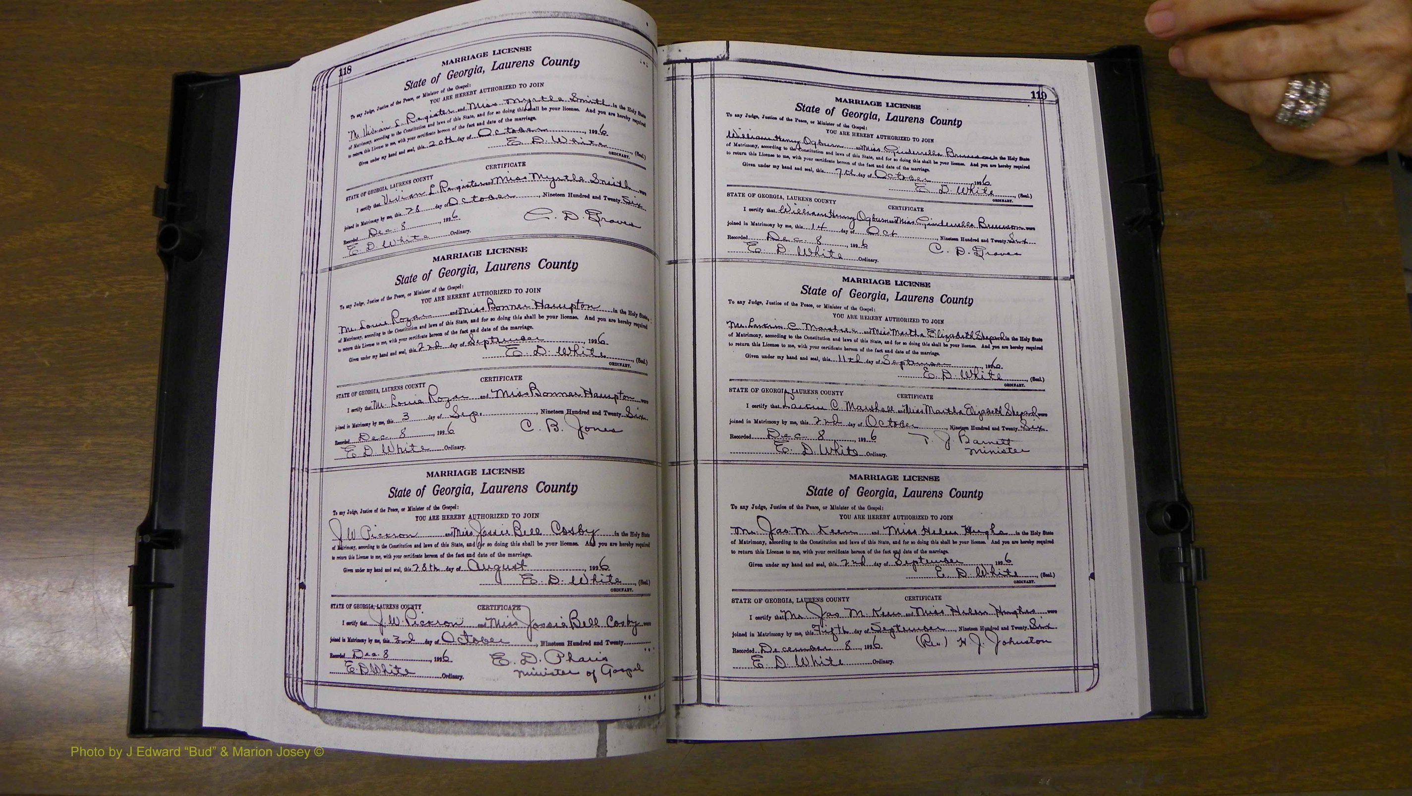 Laurens Co, GA, Marriages Book S, 1924 - 1934, White, P 118-119.JPG