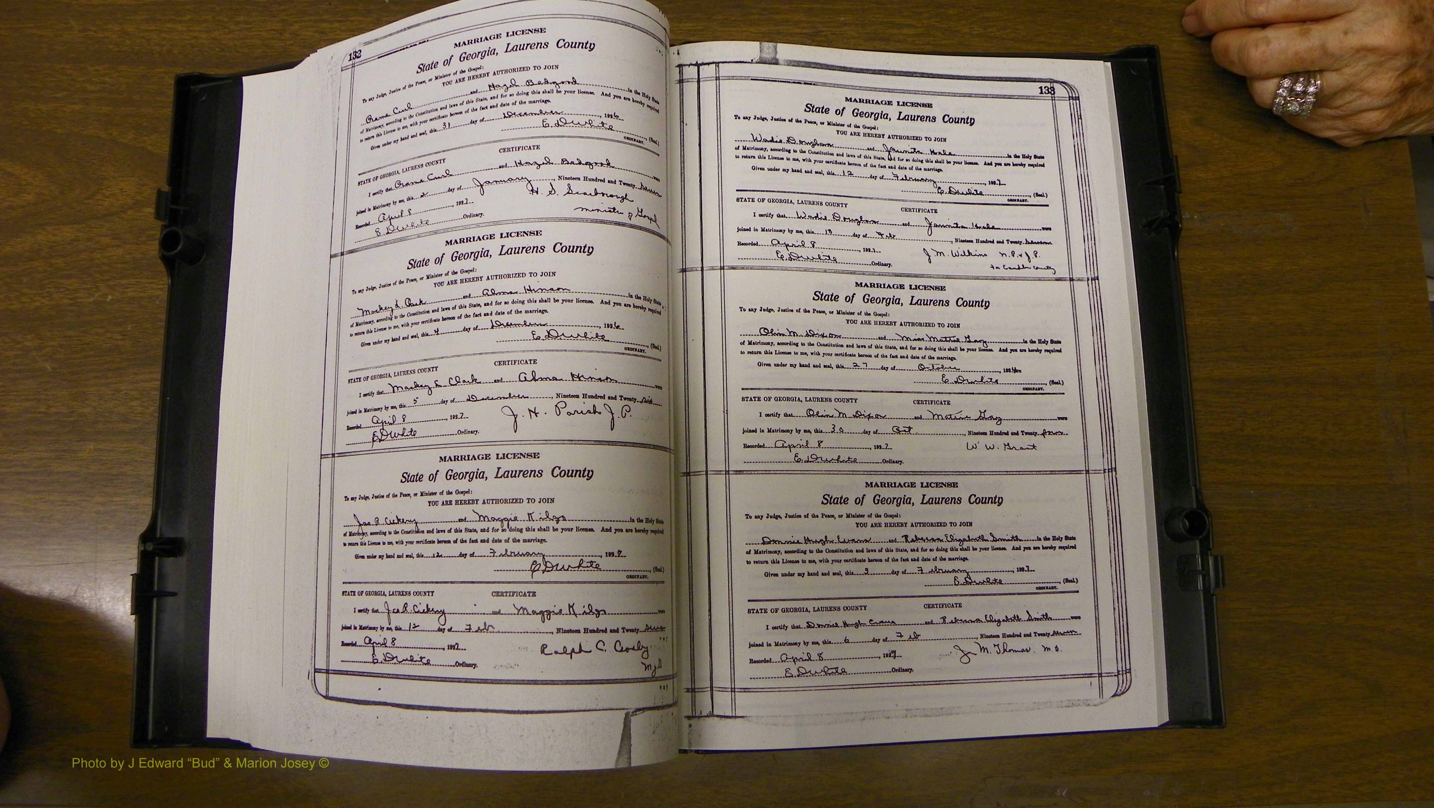 Laurens Co, GA, Marriages Book S, 1924 - 1934, White, P 132-133.JPG