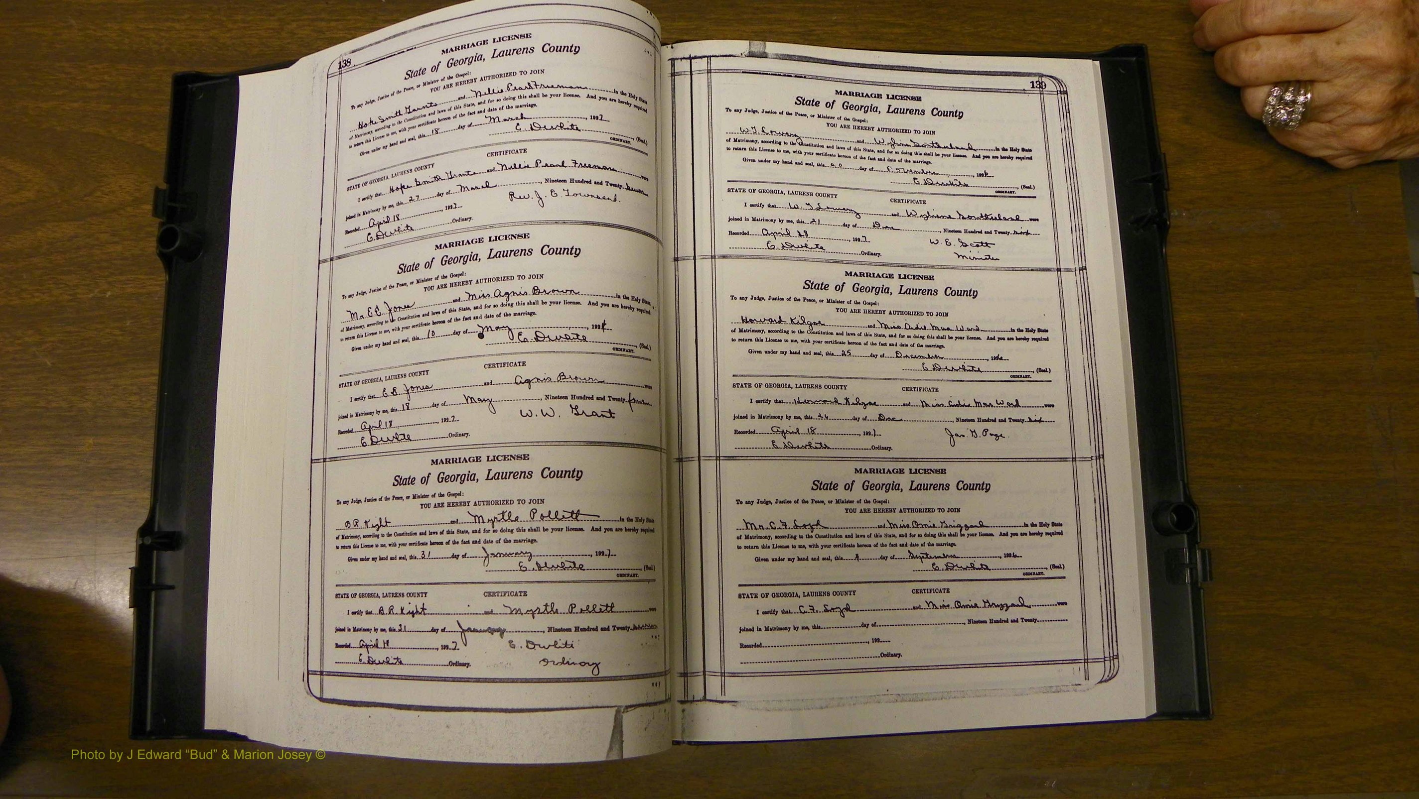Laurens Co, GA, Marriages Book S, 1924 - 1934, White, P 138-139.JPG