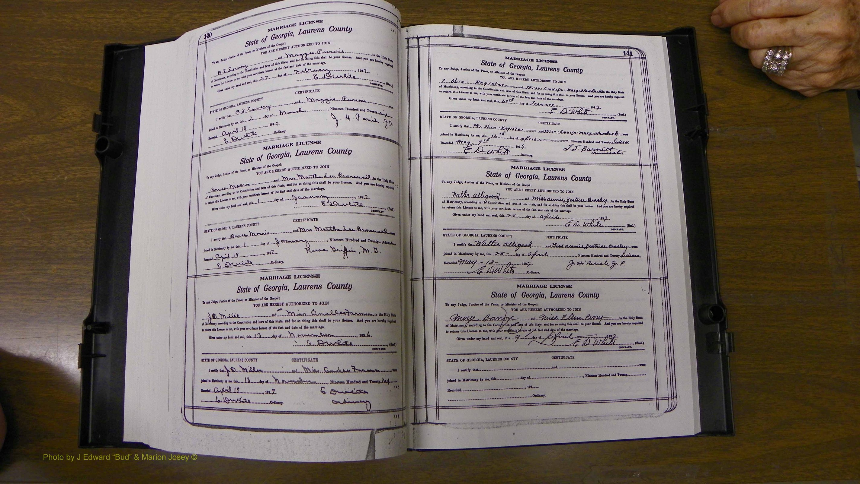 Laurens Co, GA, Marriages Book S, 1924 - 1934, White, P 140-141.JPG