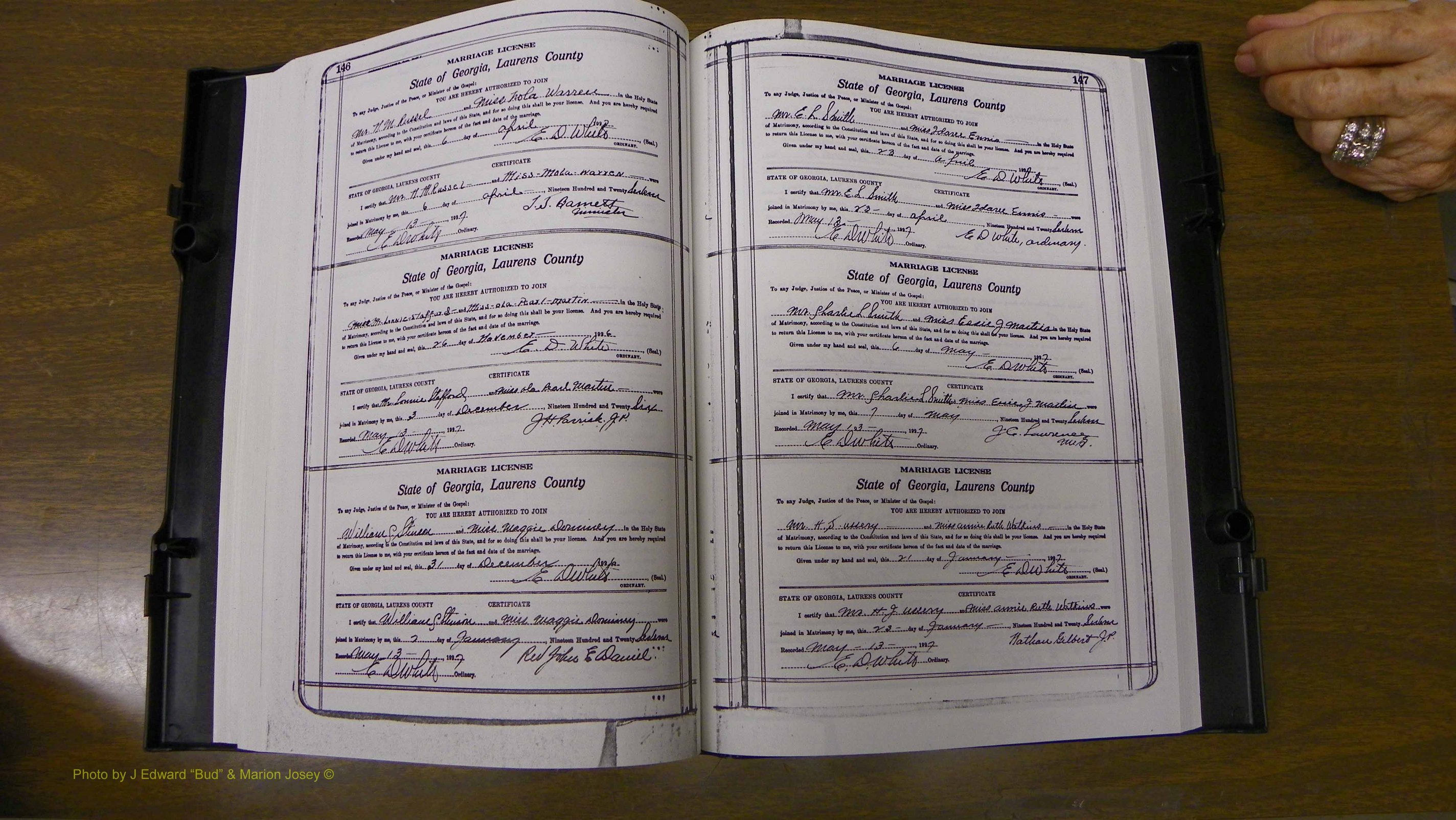 Laurens Co, GA, Marriages Book S, 1924 - 1934, White, P 146-147.JPG