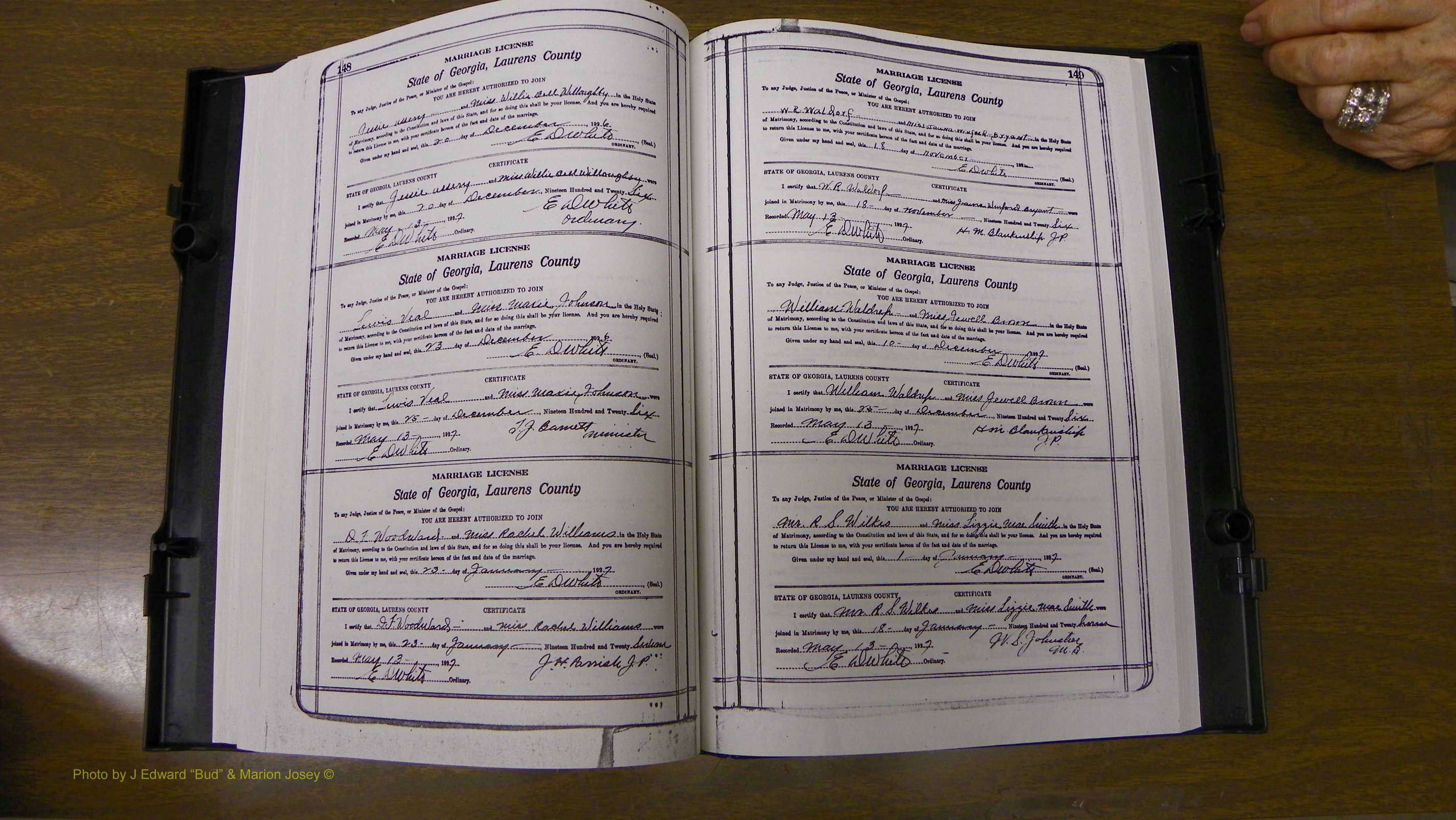 Laurens Co, GA, Marriages Book S, 1924 - 1934, White, P 148-149.JPG