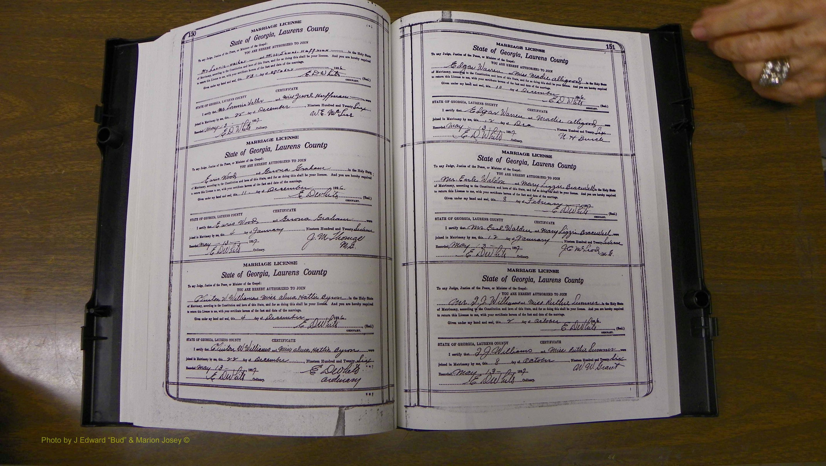 Laurens Co, GA, Marriages Book S, 1924 - 1934, White, P 150-151.JPG