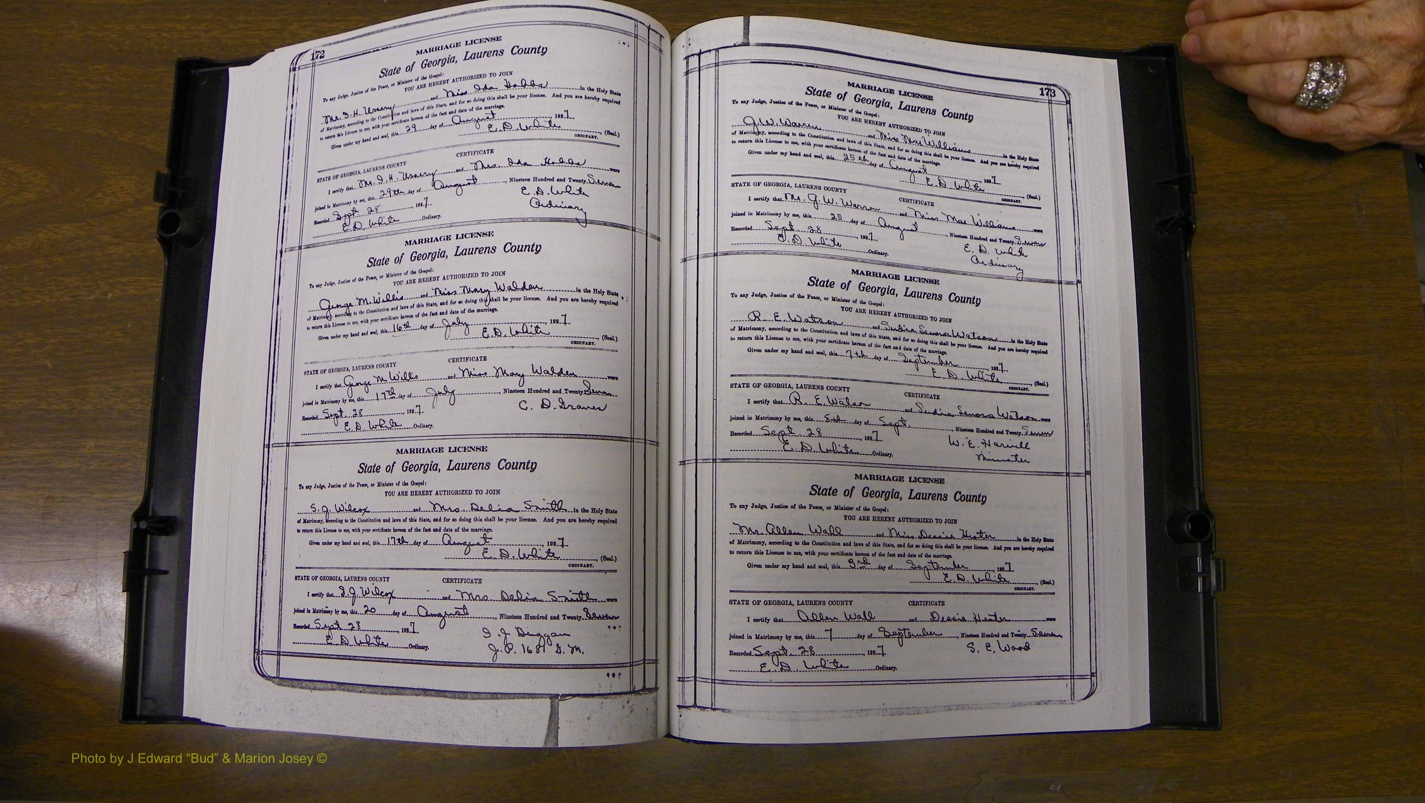 Laurens Co, GA, Marriages Book S, 1924 - 1934, White, P 172-173.JPG