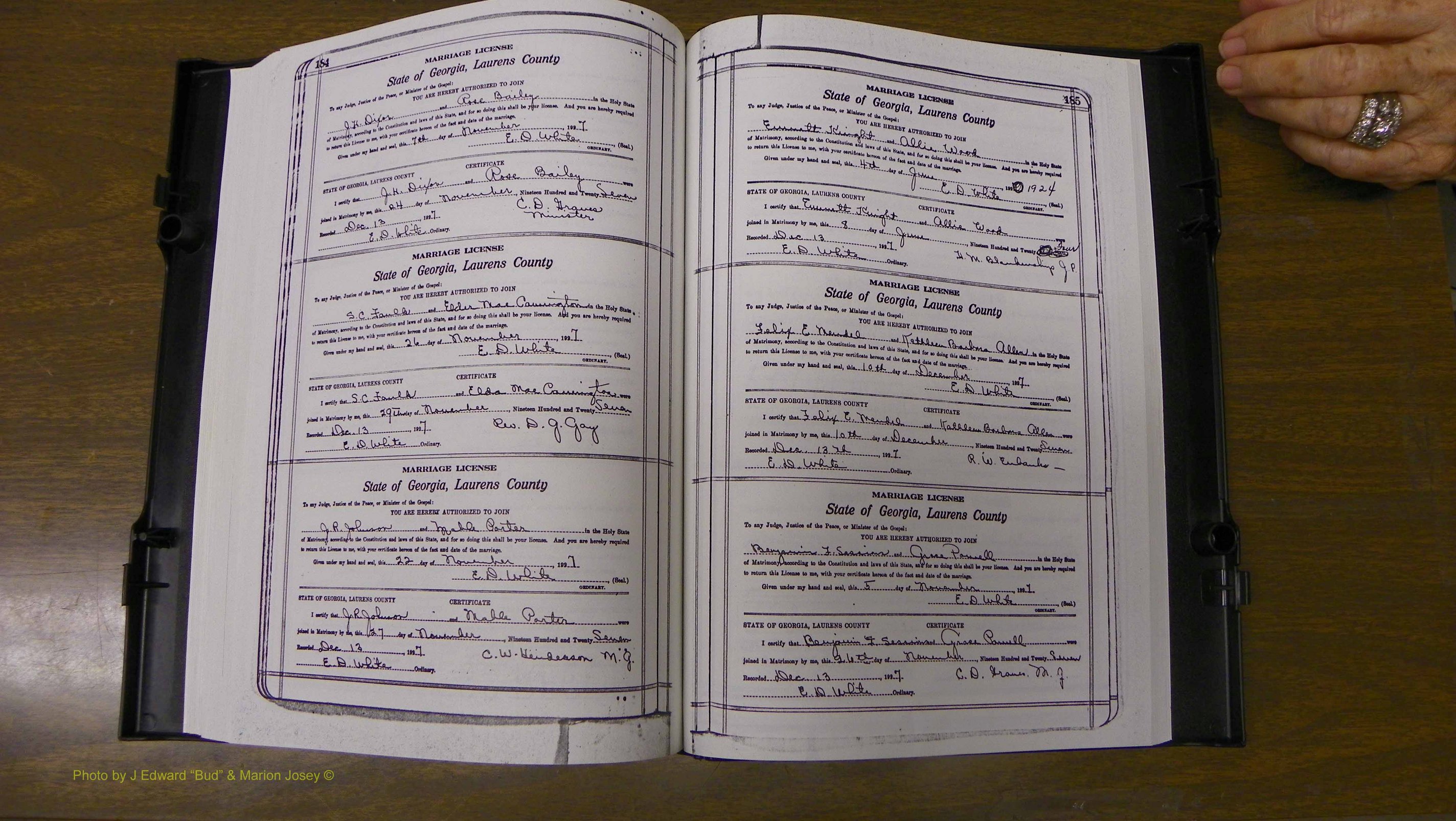 Laurens Co, GA, Marriages Book S, 1924 - 1934, White, P 184-185.JPG