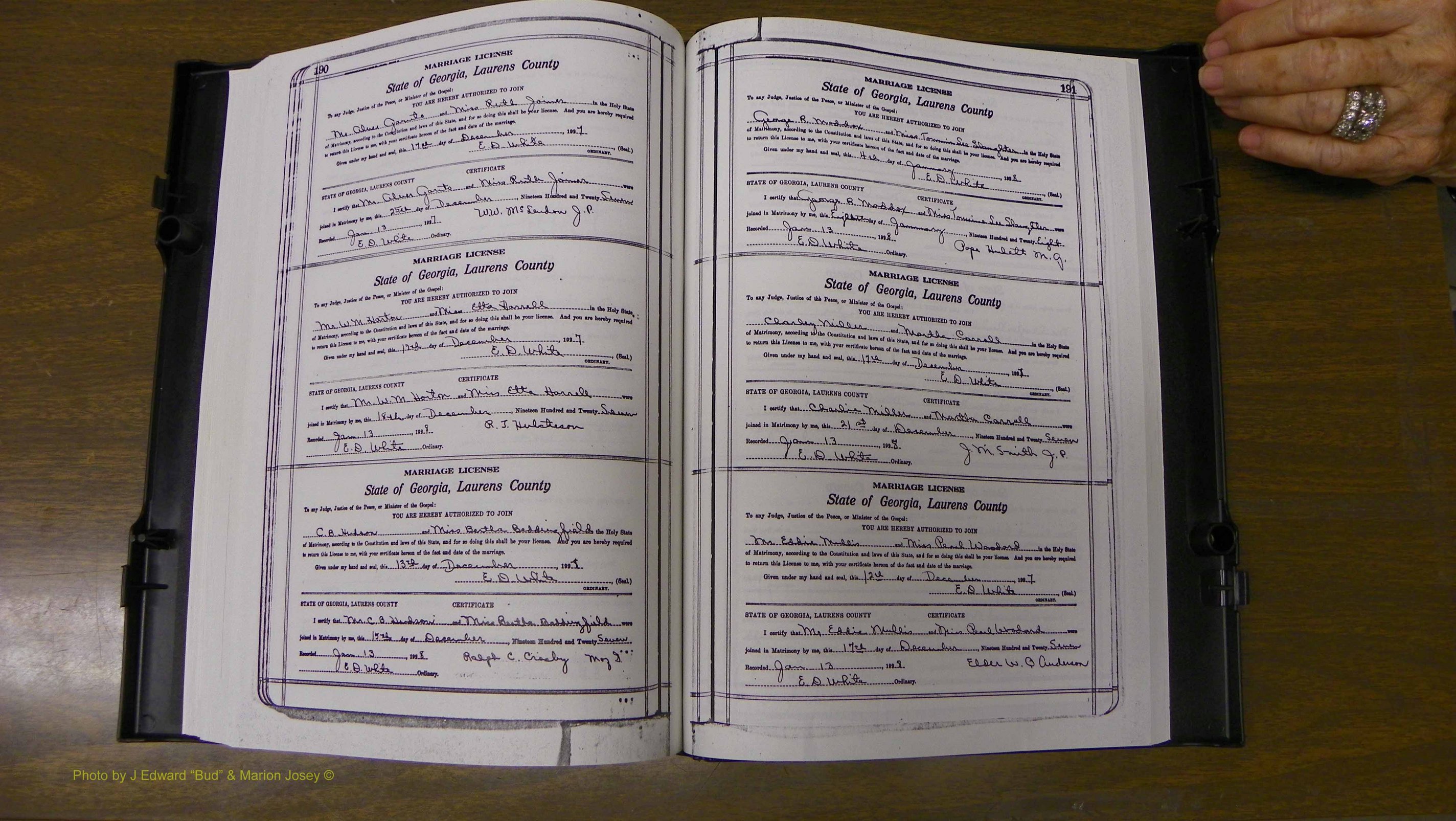 Laurens Co, GA, Marriages Book S, 1924 - 1934, White, P 190-191.JPG