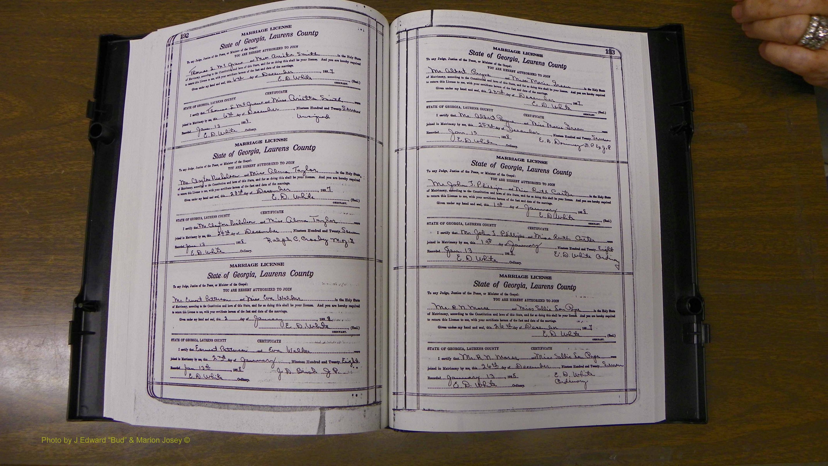 Laurens Co, GA, Marriages Book S, 1924 - 1934, White, P 192-193.JPG