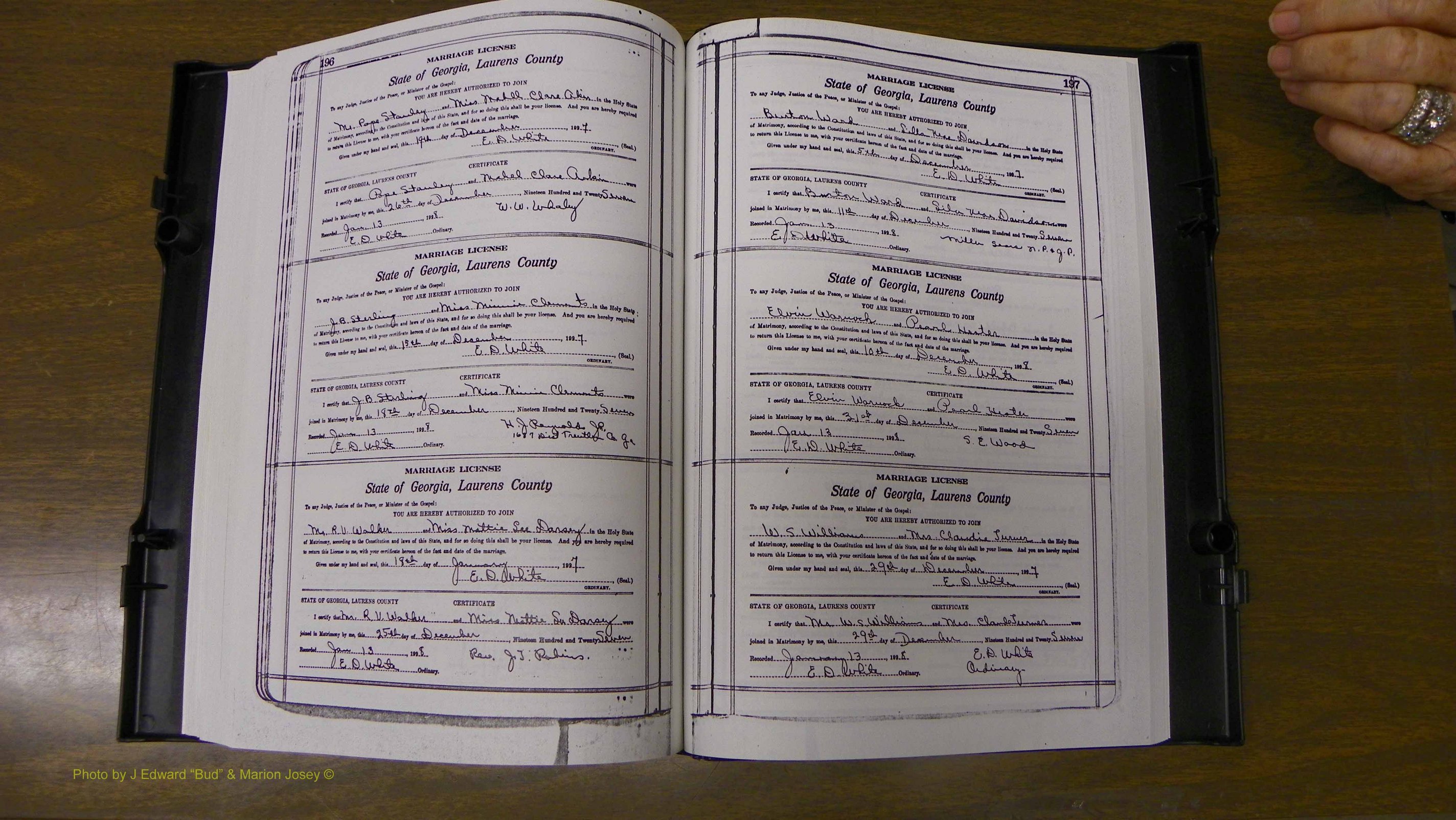 Laurens Co, GA, Marriages Book S, 1924 - 1934, White, P 196-197.JPG