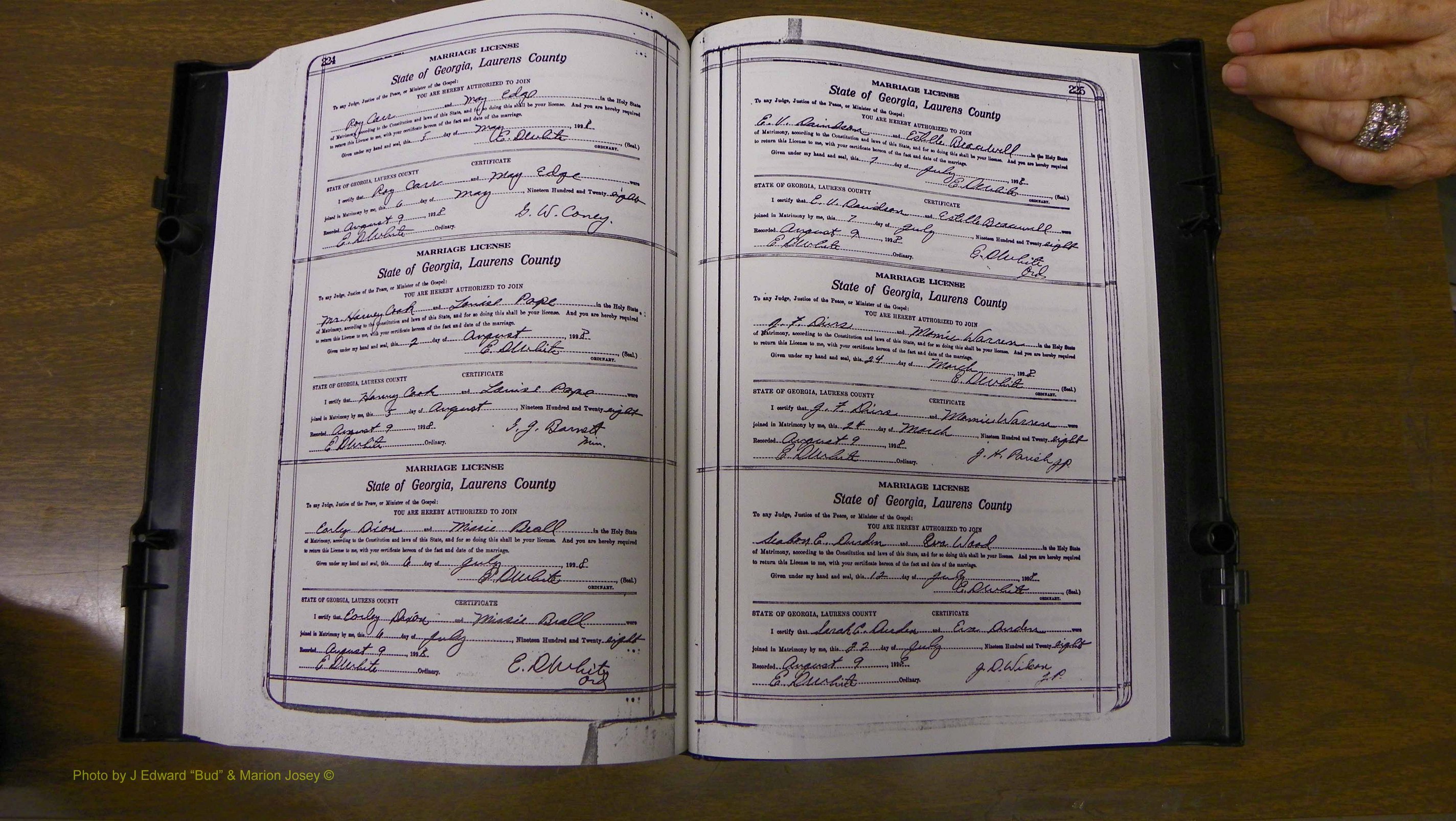Laurens Co, GA, Marriages Book S, 1924 - 1934, White, P 224-225.JPG