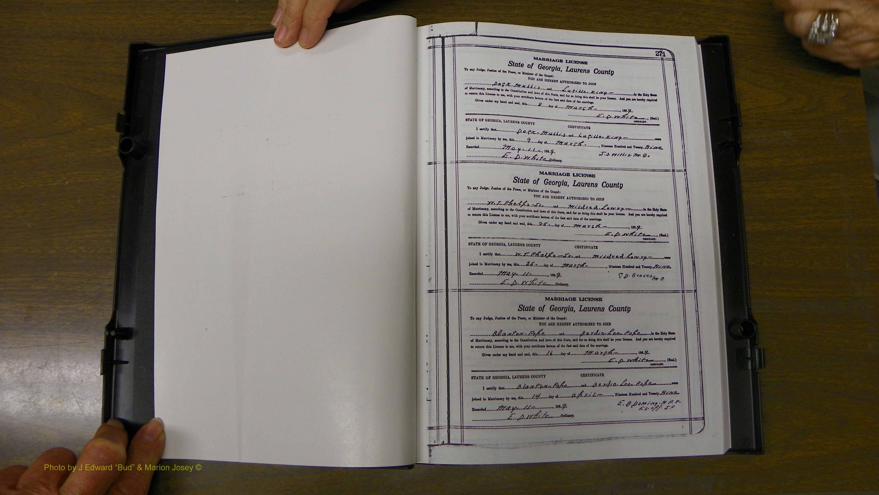 Laurens Co, GA, Marriages Book S, 1924 - 1934, White, P 271.JPG