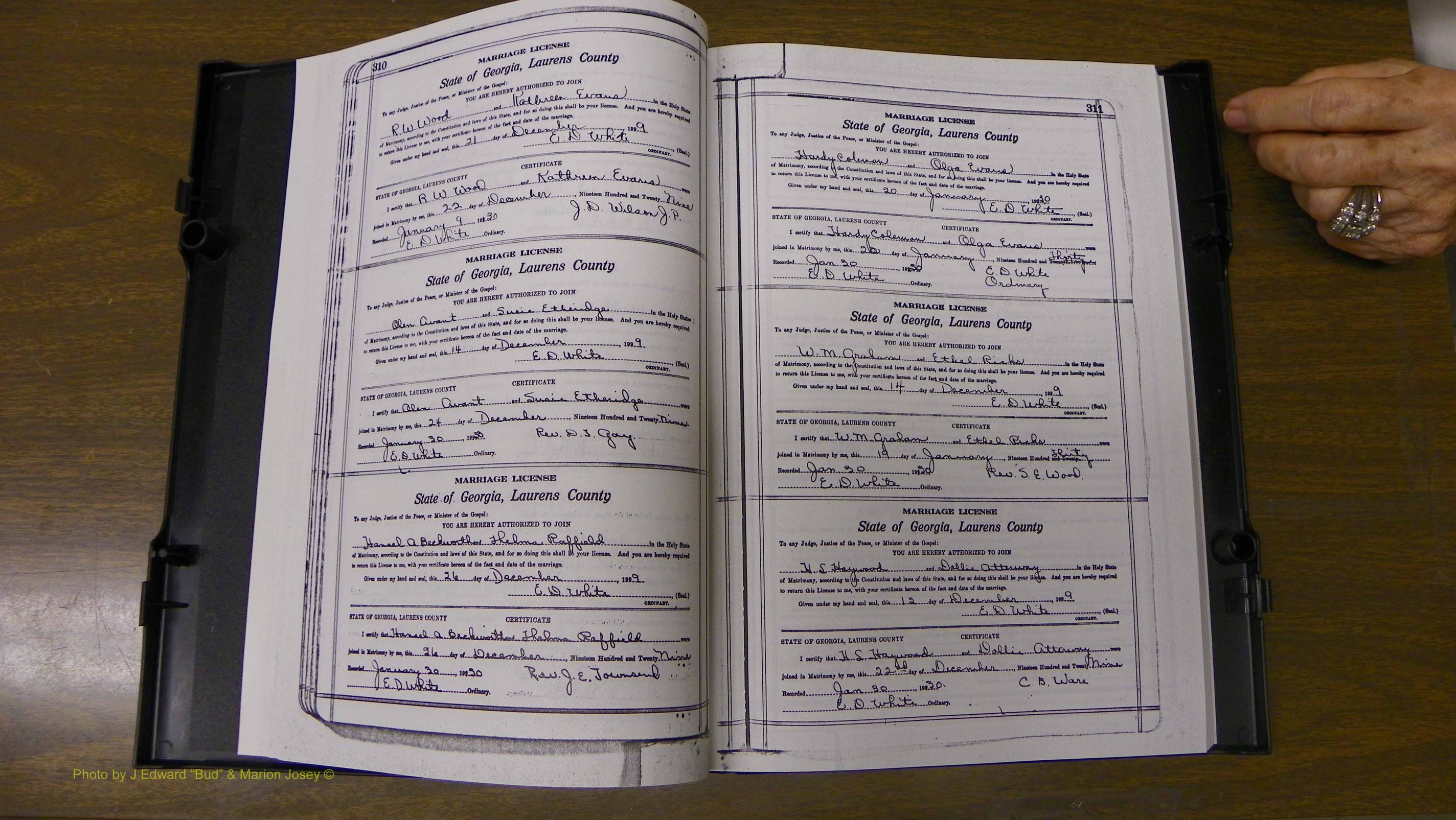 Laurens Co, GA, Marriages Book S, 1924 - 1934, White, P 310-311.JPG
