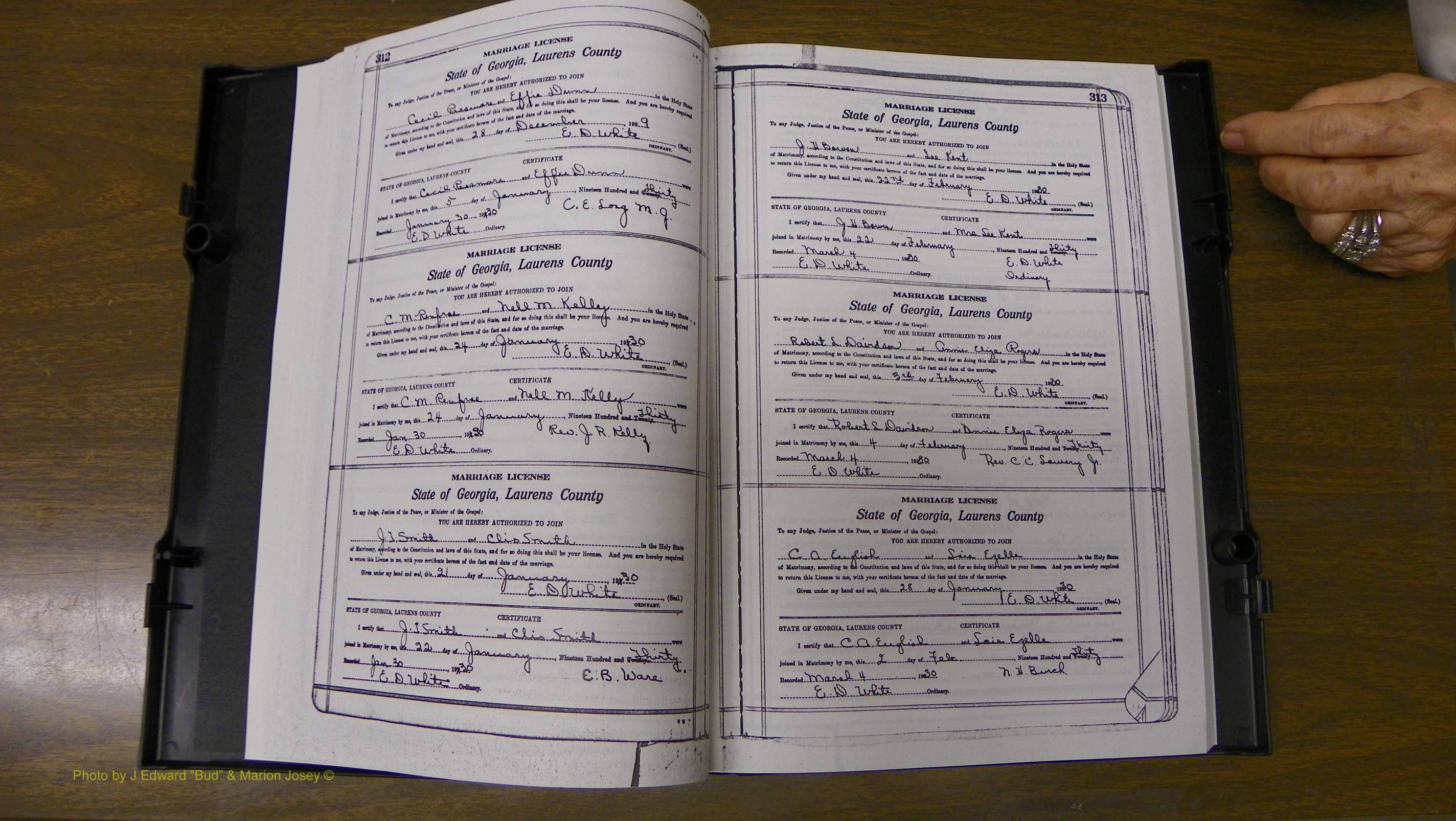 Laurens Co, GA, Marriages Book S, 1924 - 1934, White, P 312-313.JPG