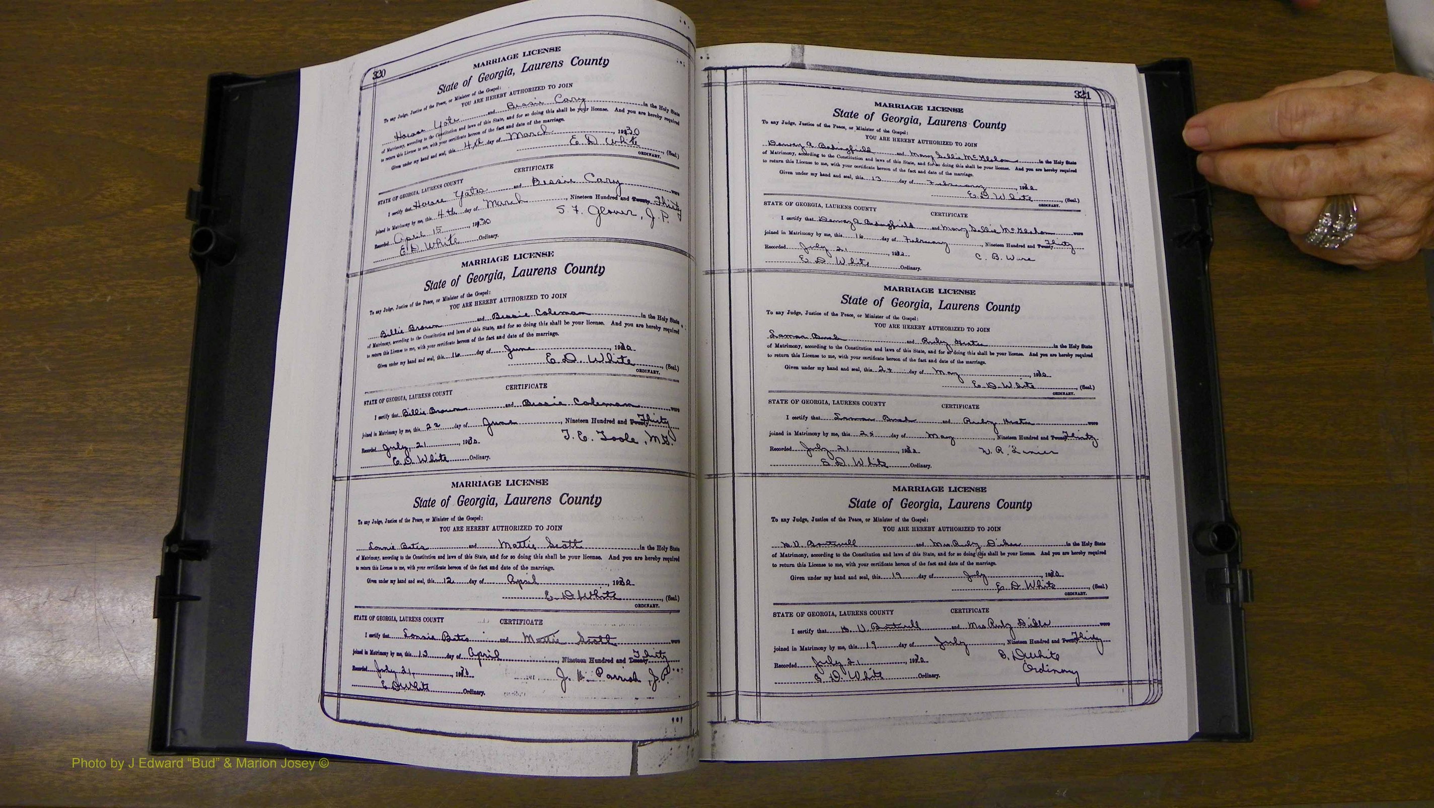 Laurens Co, GA, Marriages Book S, 1924 - 1934, White, P 320-321.JPG