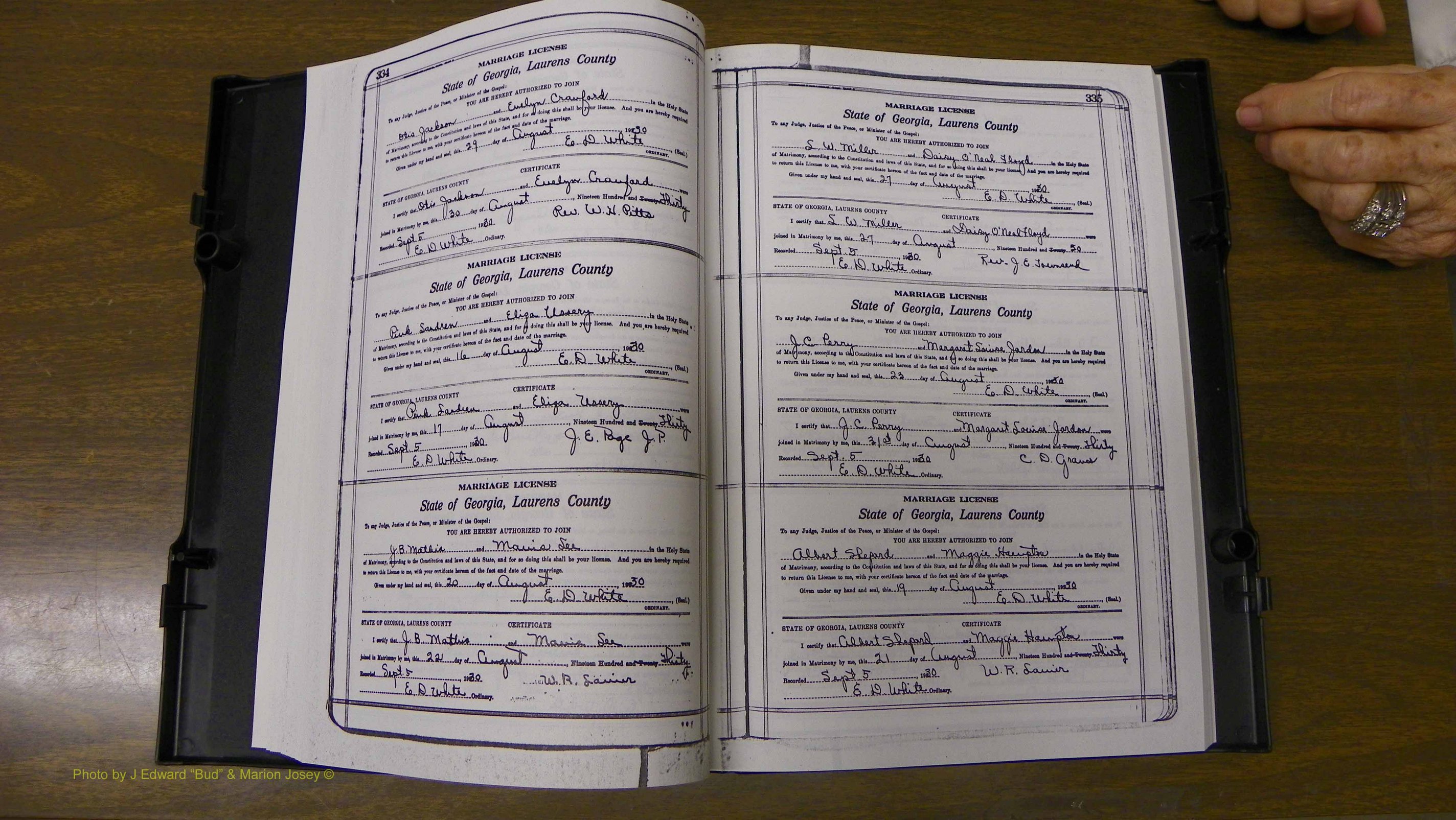 Laurens Co, GA, Marriages Book S, 1924 - 1934, White, P 334-335.JPG