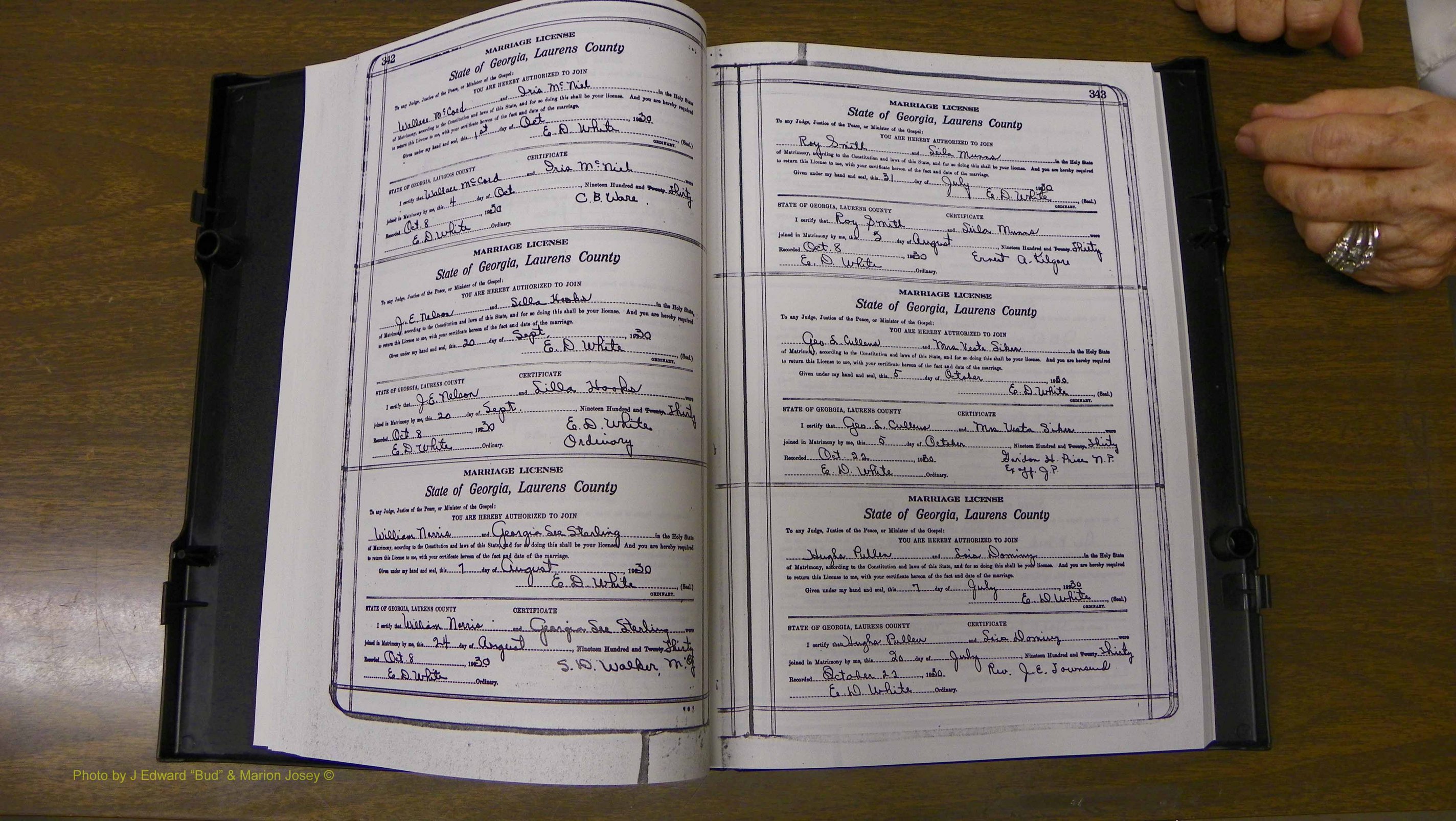 Laurens Co, GA, Marriages Book S, 1924 - 1934, White, P 342-343.JPG