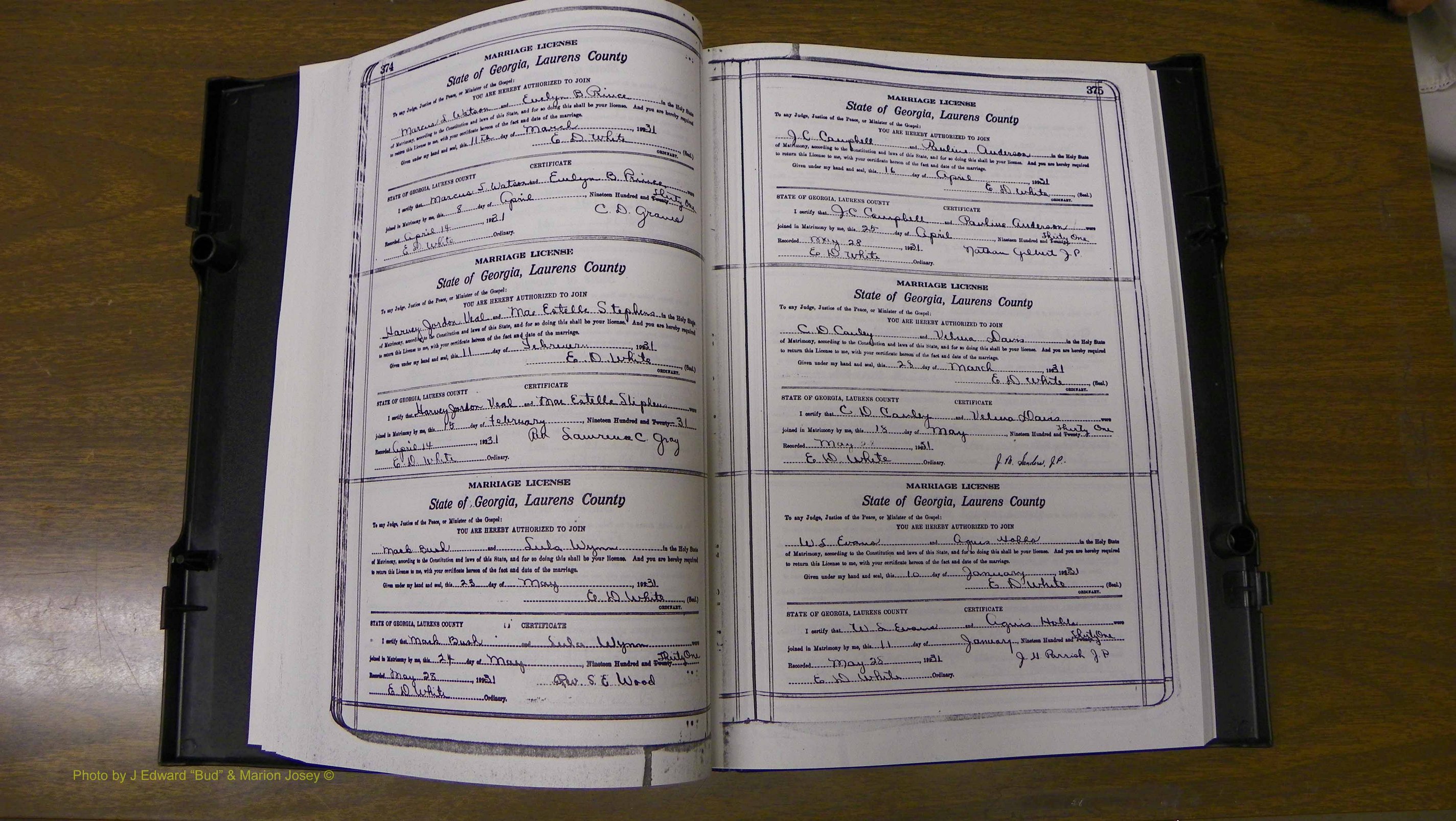 Laurens Co, GA, Marriages Book S, 1924 - 1934, White, P 374-375.JPG