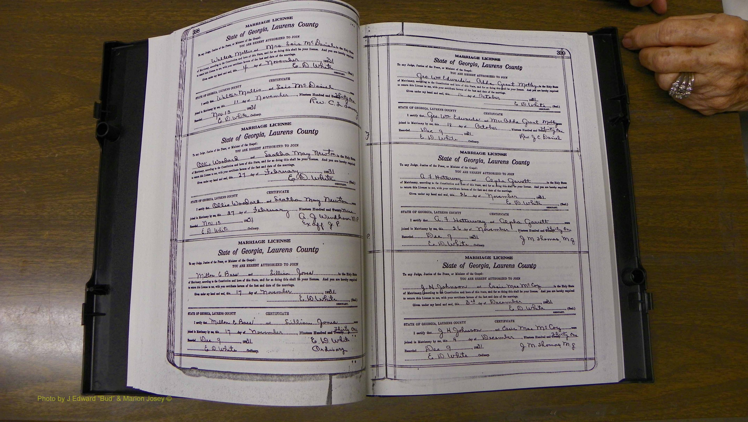 Laurens Co, GA, Marriages Book S, 1924 - 1934, White, P 398-399.JPG