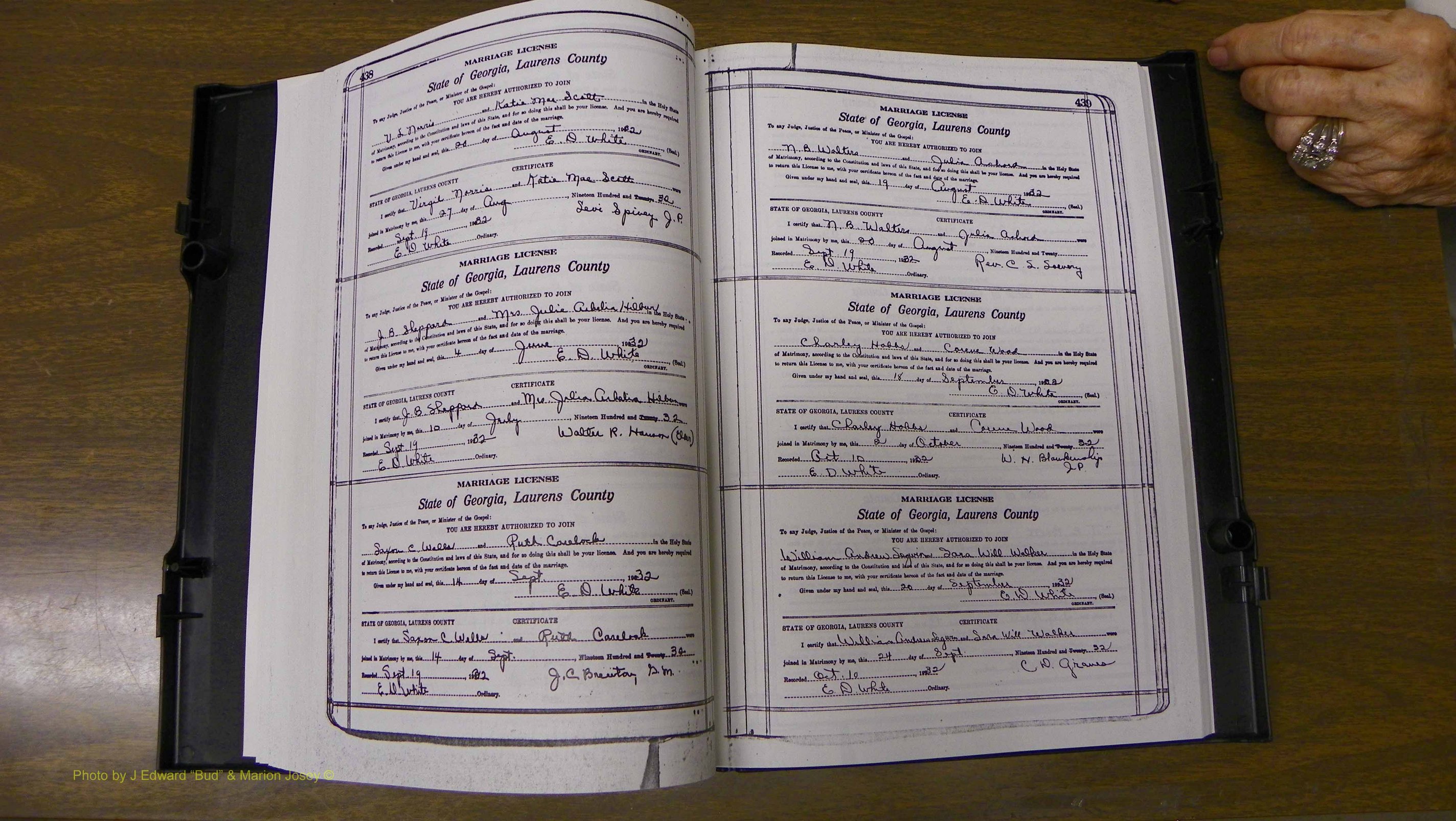 Laurens Co, GA, Marriages Book S, 1924 - 1934, White, P 438-439.JPG