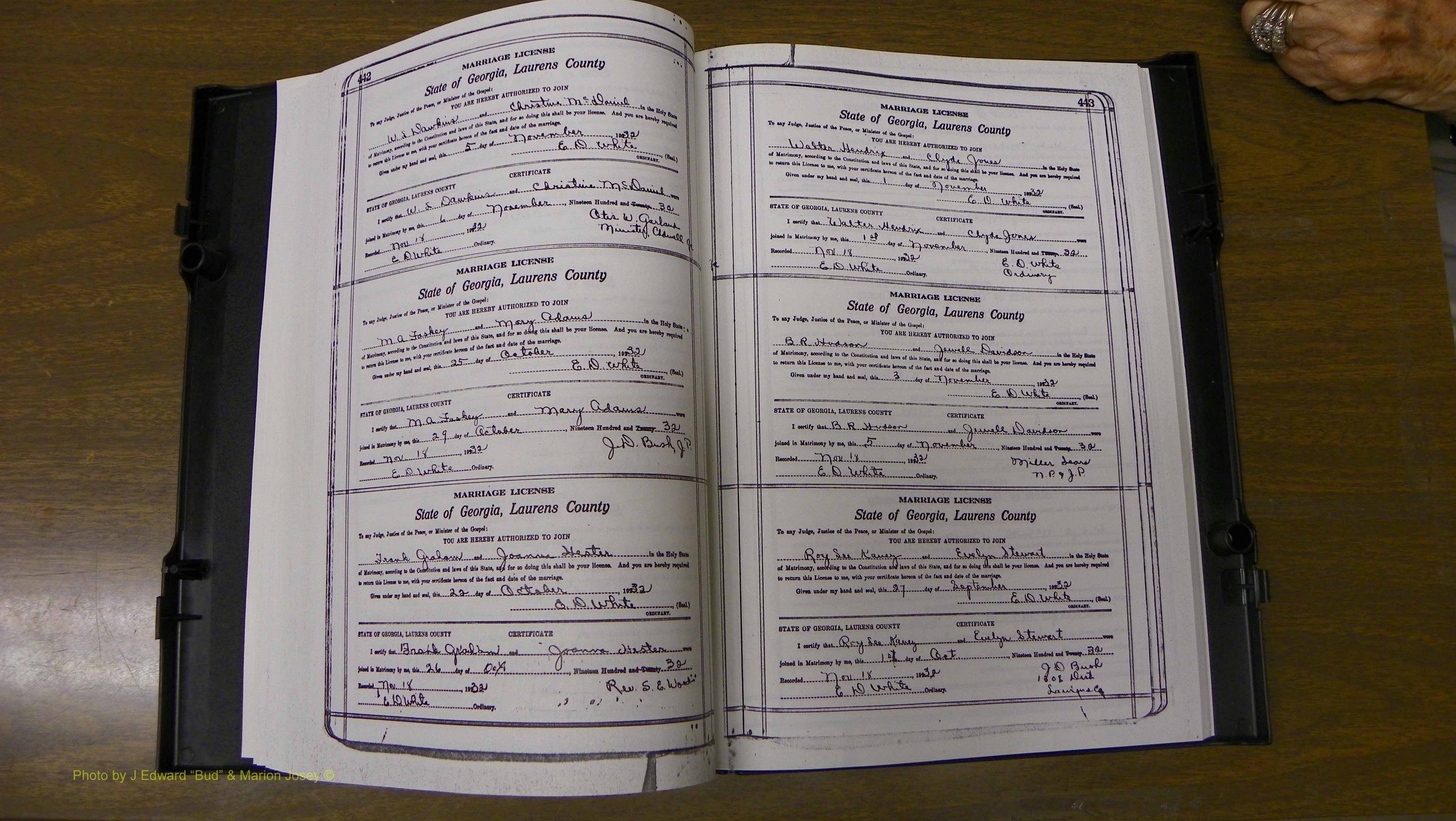Laurens Co, GA, Marriages Book S, 1924 - 1934, White, P 442-443.JPG