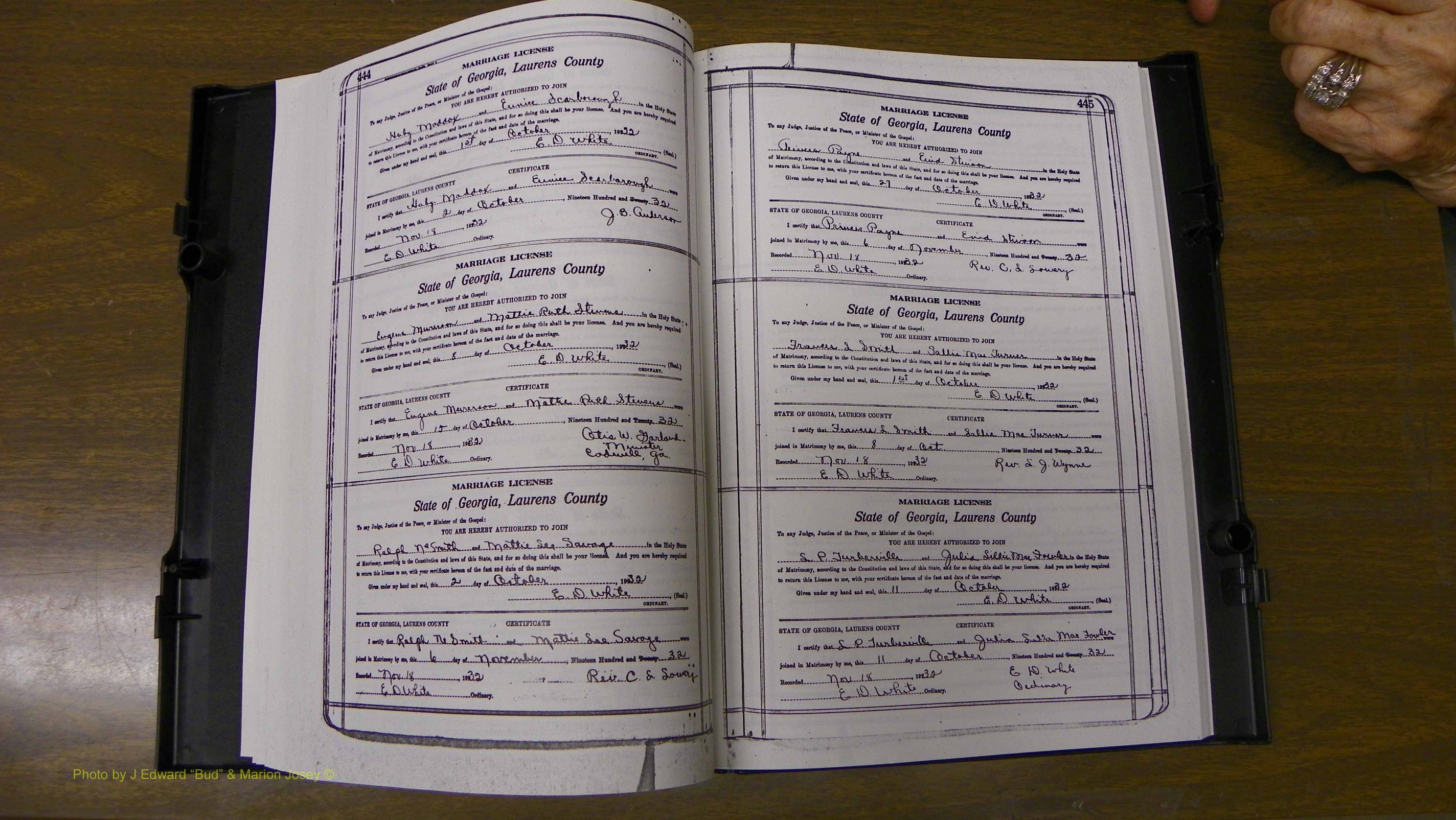 Laurens Co, GA, Marriages Book S, 1924 - 1934, White, P 444-445.JPG