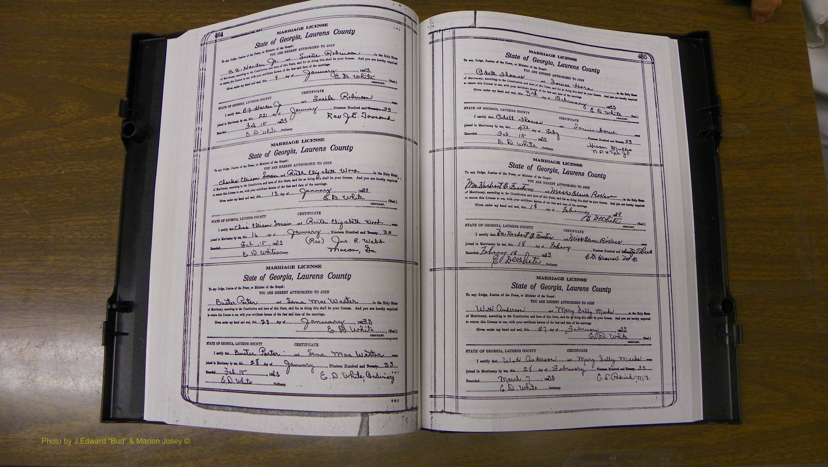 Laurens Co, GA, Marriages Book S, 1924 - 1934, White, P 464-465.JPG