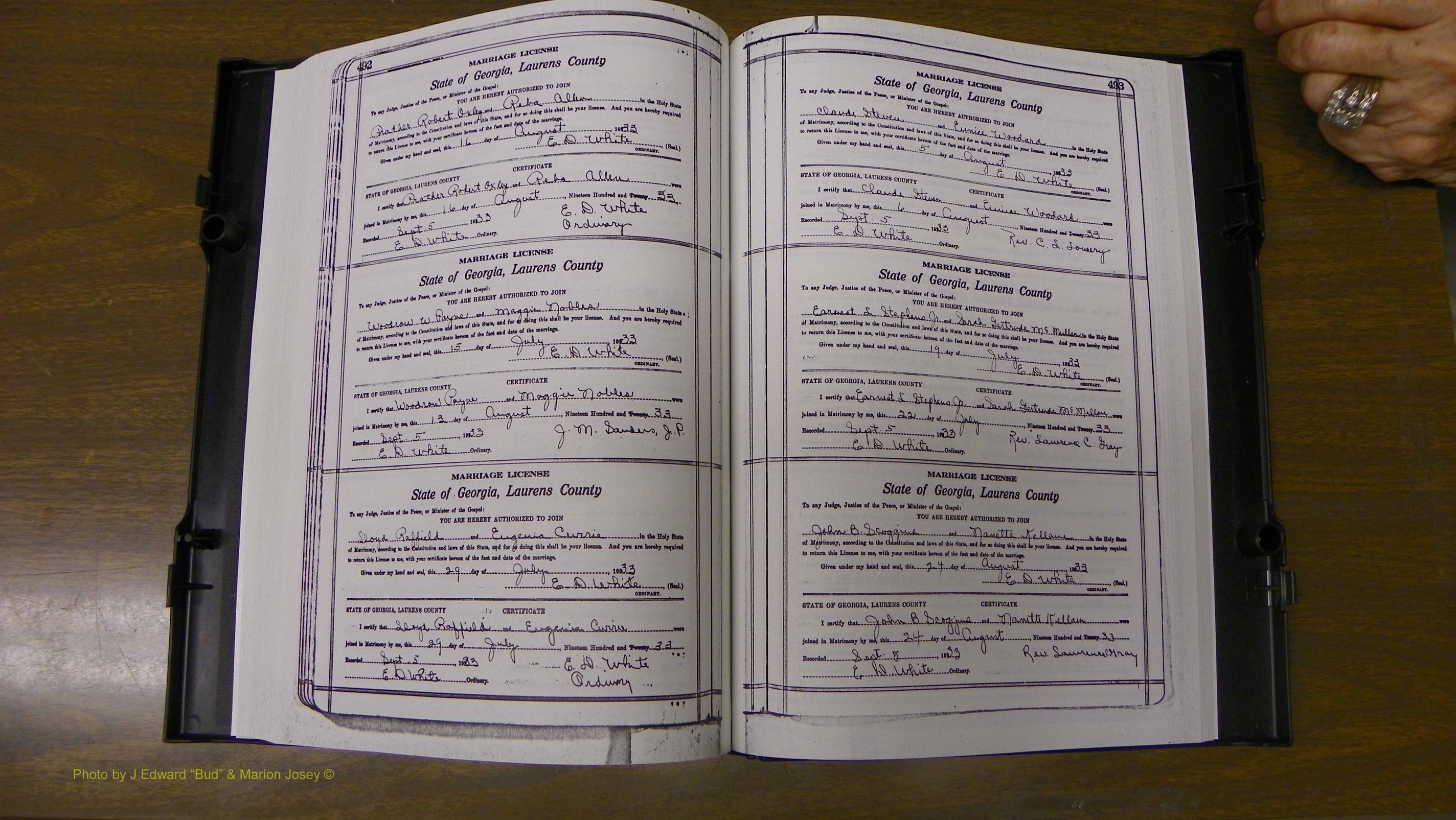 Laurens Co, GA, Marriages Book S, 1924 - 1934, White, P 492-493.JPG