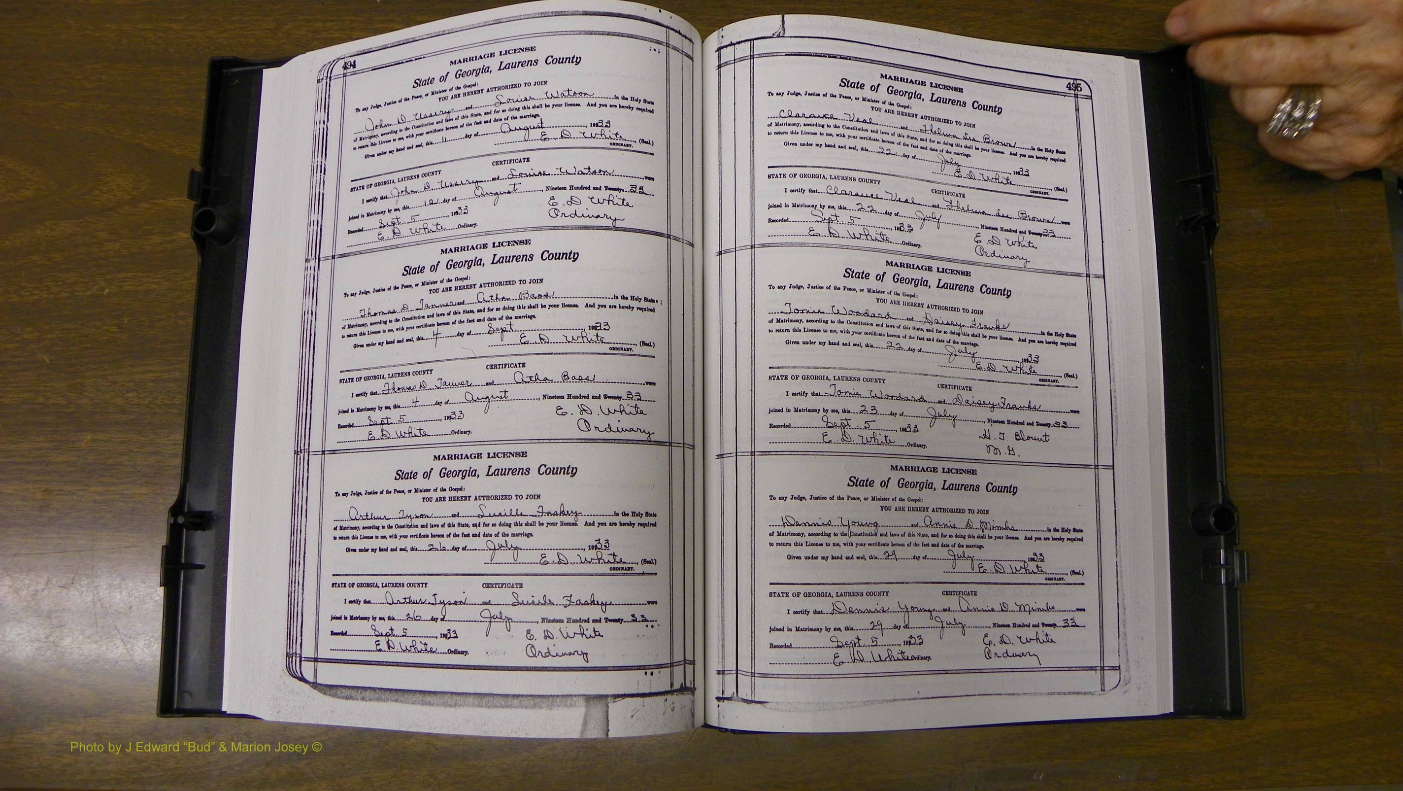 Laurens Co, GA, Marriages Book S, 1924 - 1934, White, P 494-495.JPG