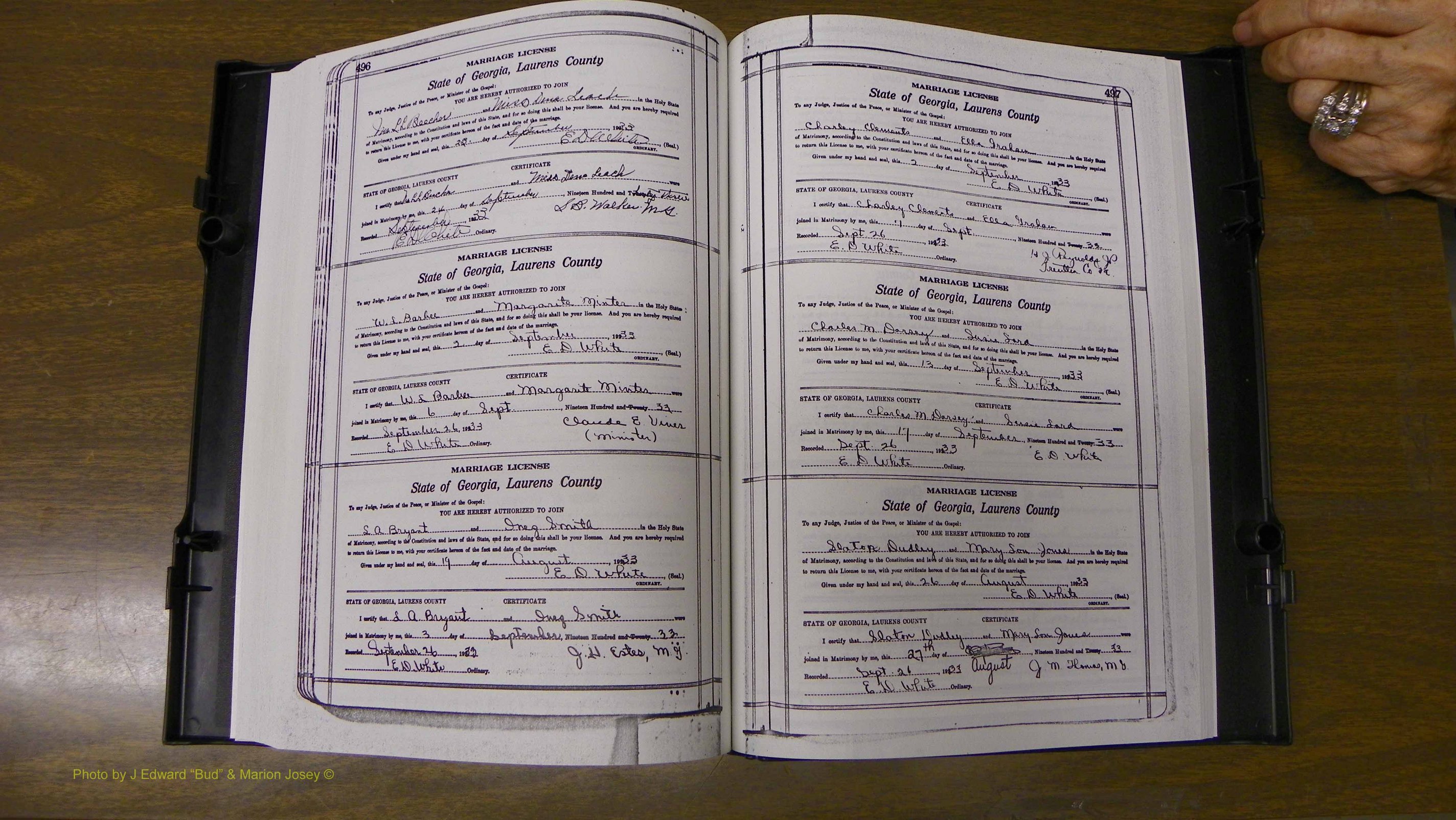 Laurens Co, GA, Marriages Book S, 1924 - 1934, White, P 496-497.JPG