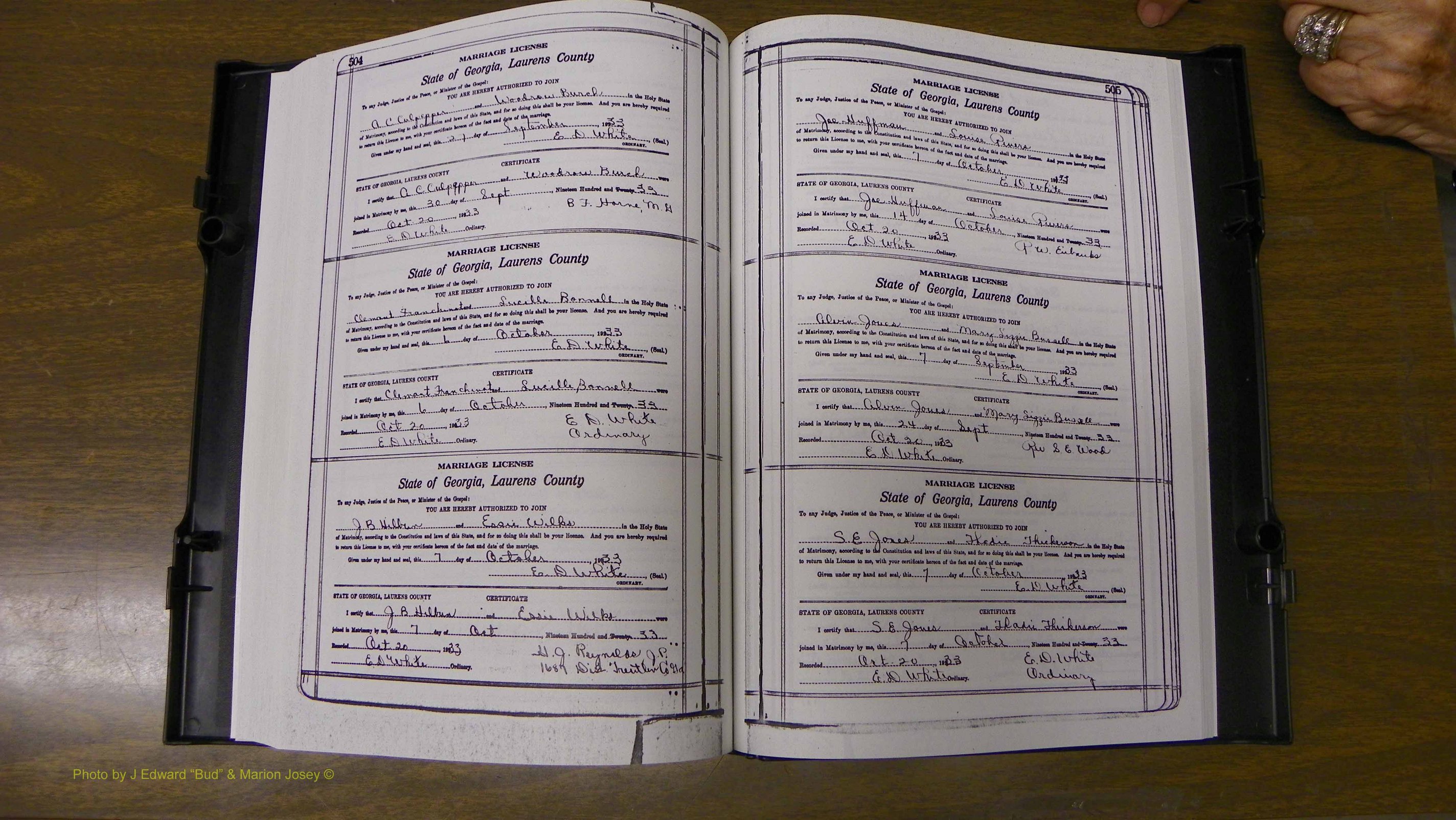 Laurens Co, GA, Marriages Book S, 1924 - 1934, White, P 504-505.JPG