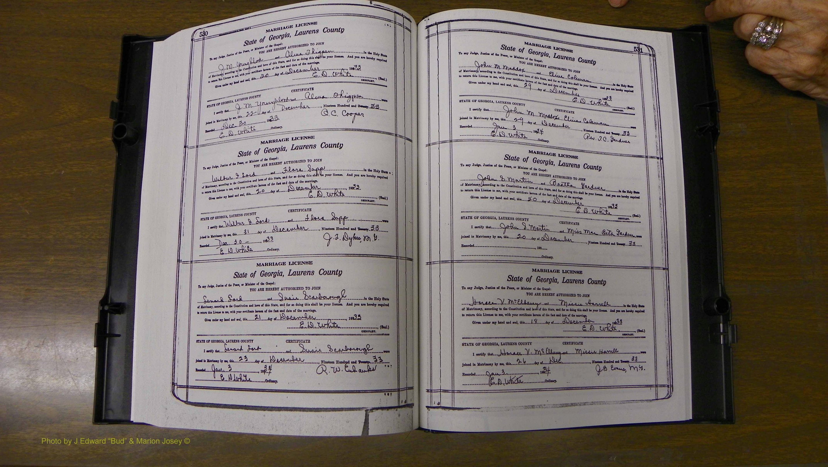 Laurens Co, GA, Marriages Book S, 1924 - 1934, White, P 530-531.JPG