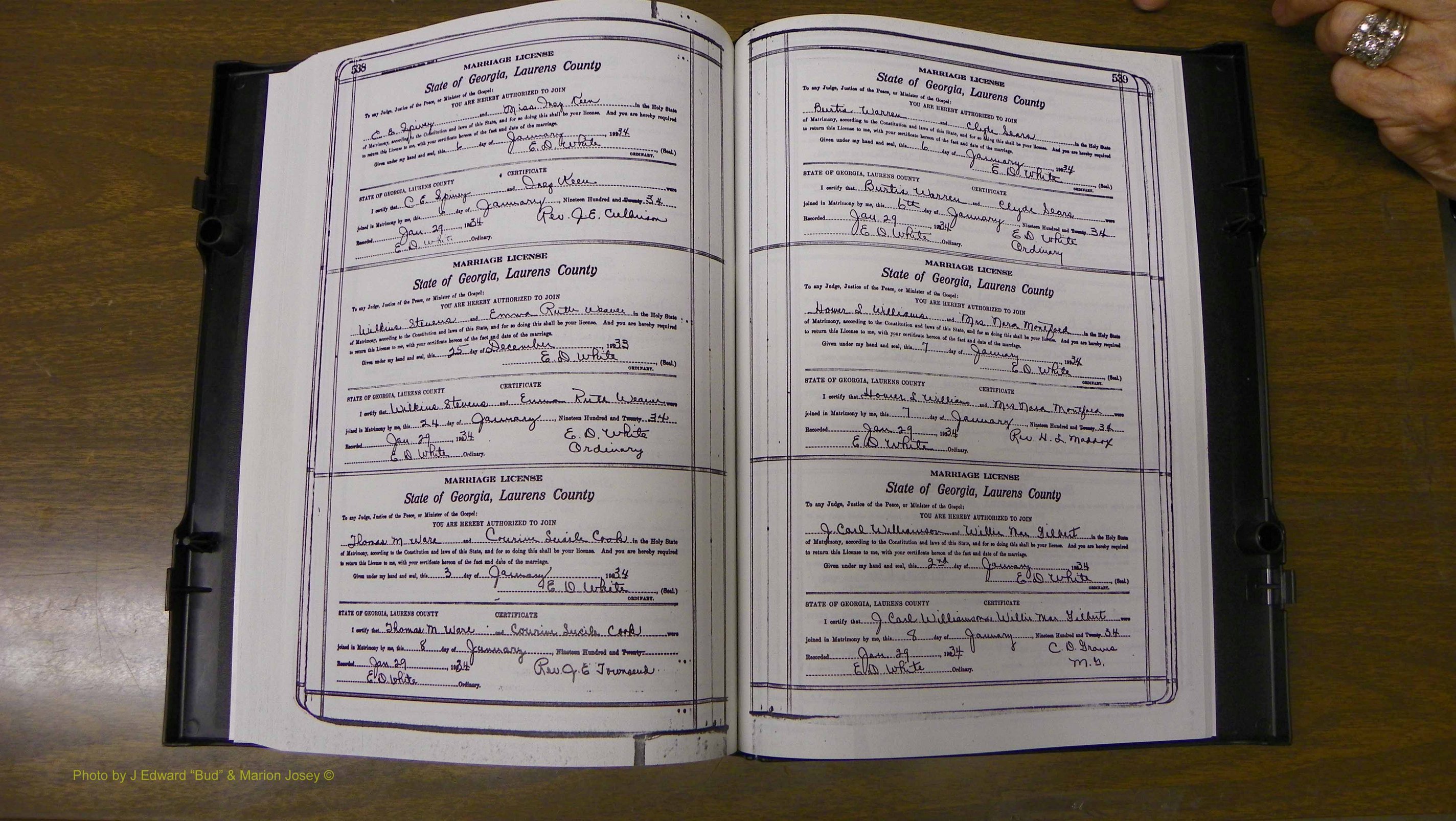 Laurens Co, GA, Marriages Book S, 1924 - 1934, White, P 538-539.JPG
