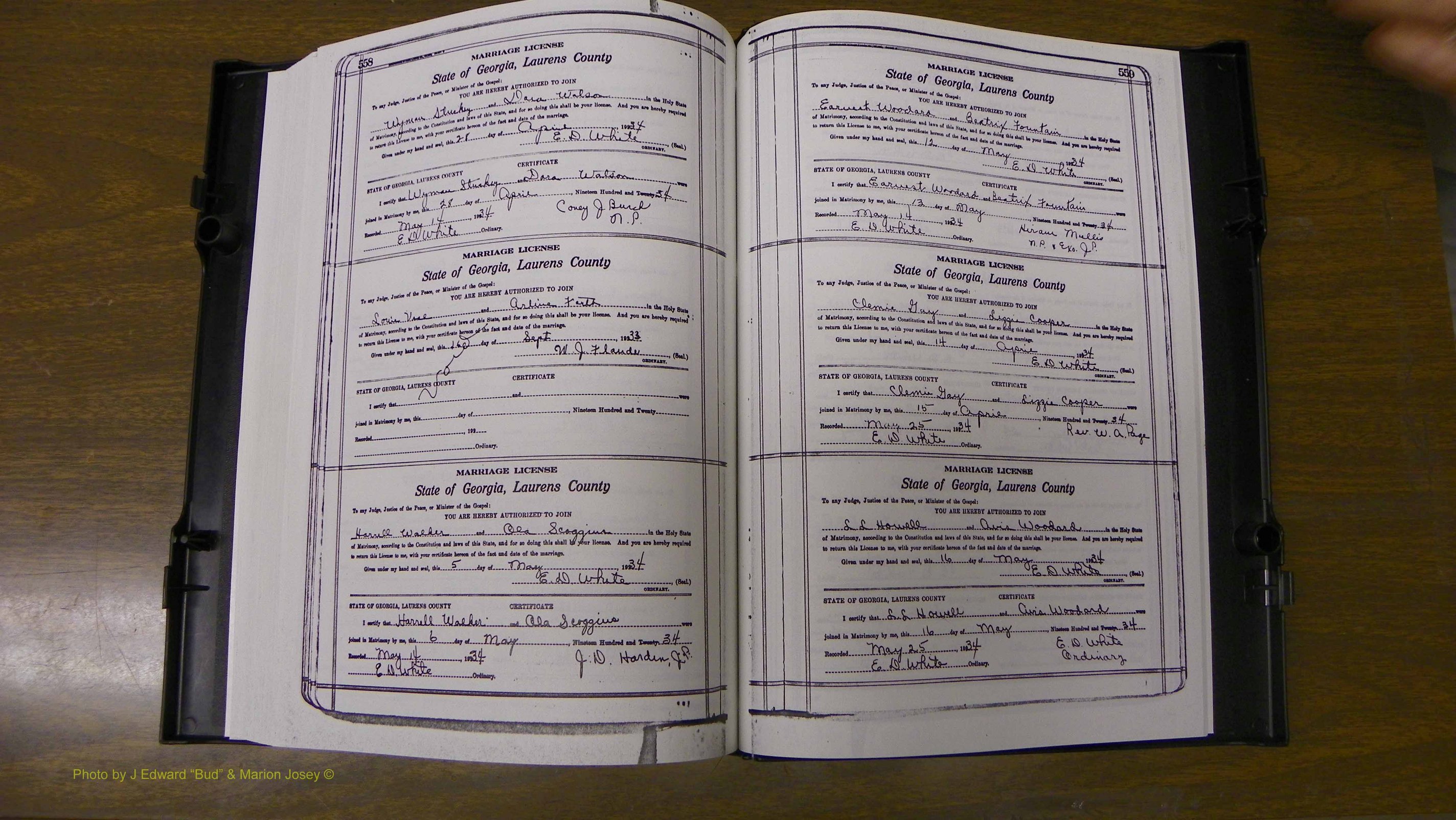 Laurens Co, GA, Marriages Book S, 1924 - 1934, White, P 558-559.JPG