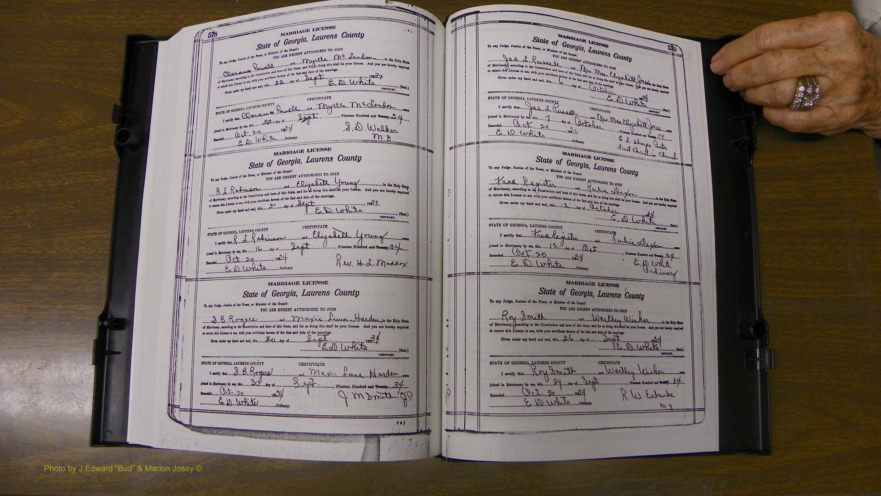 Laurens Co, GA, Marriages Book S, 1924 - 1934, White, P 578-579.JPG