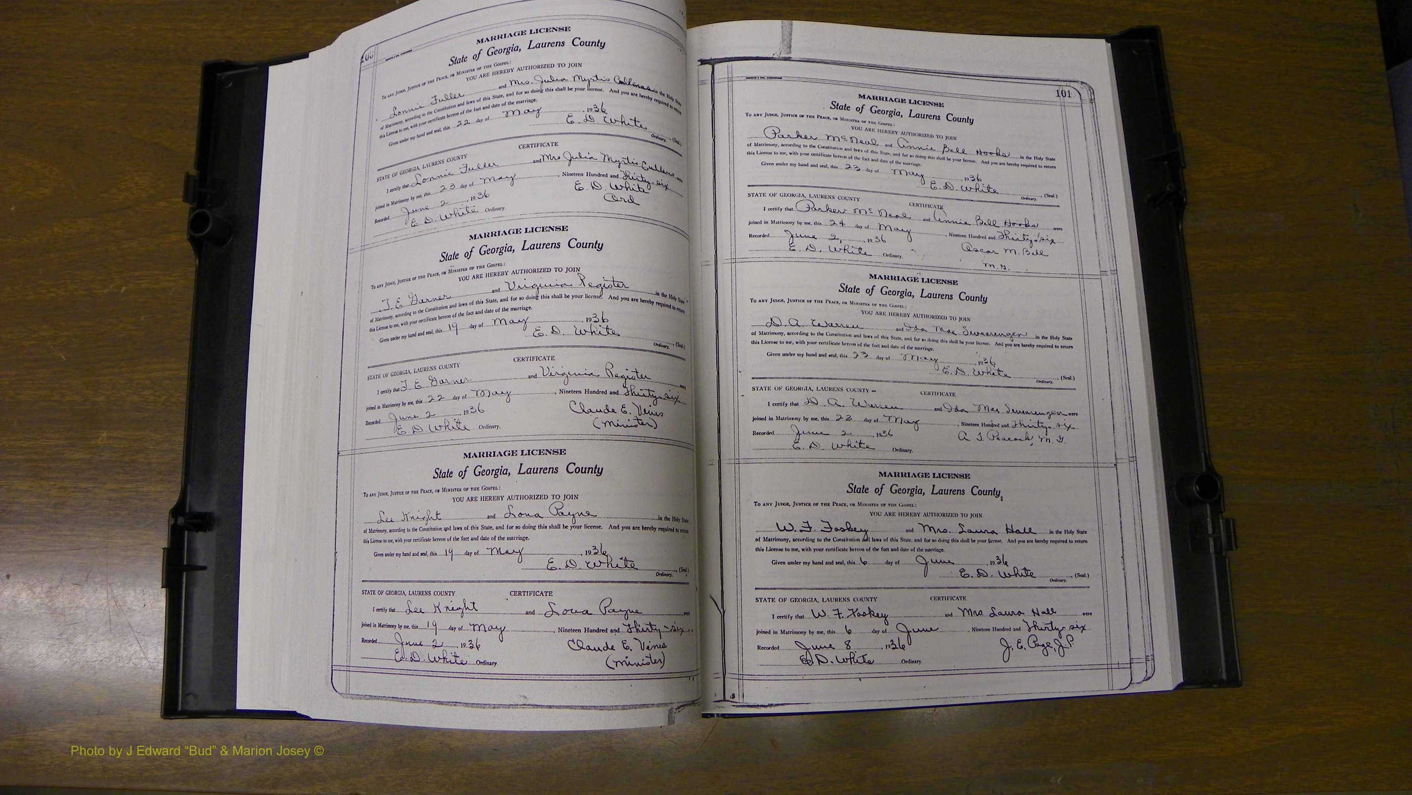 Laurens Co, GA, Marriages Book U, 1934 - 1944, White, P 100-101.JPG