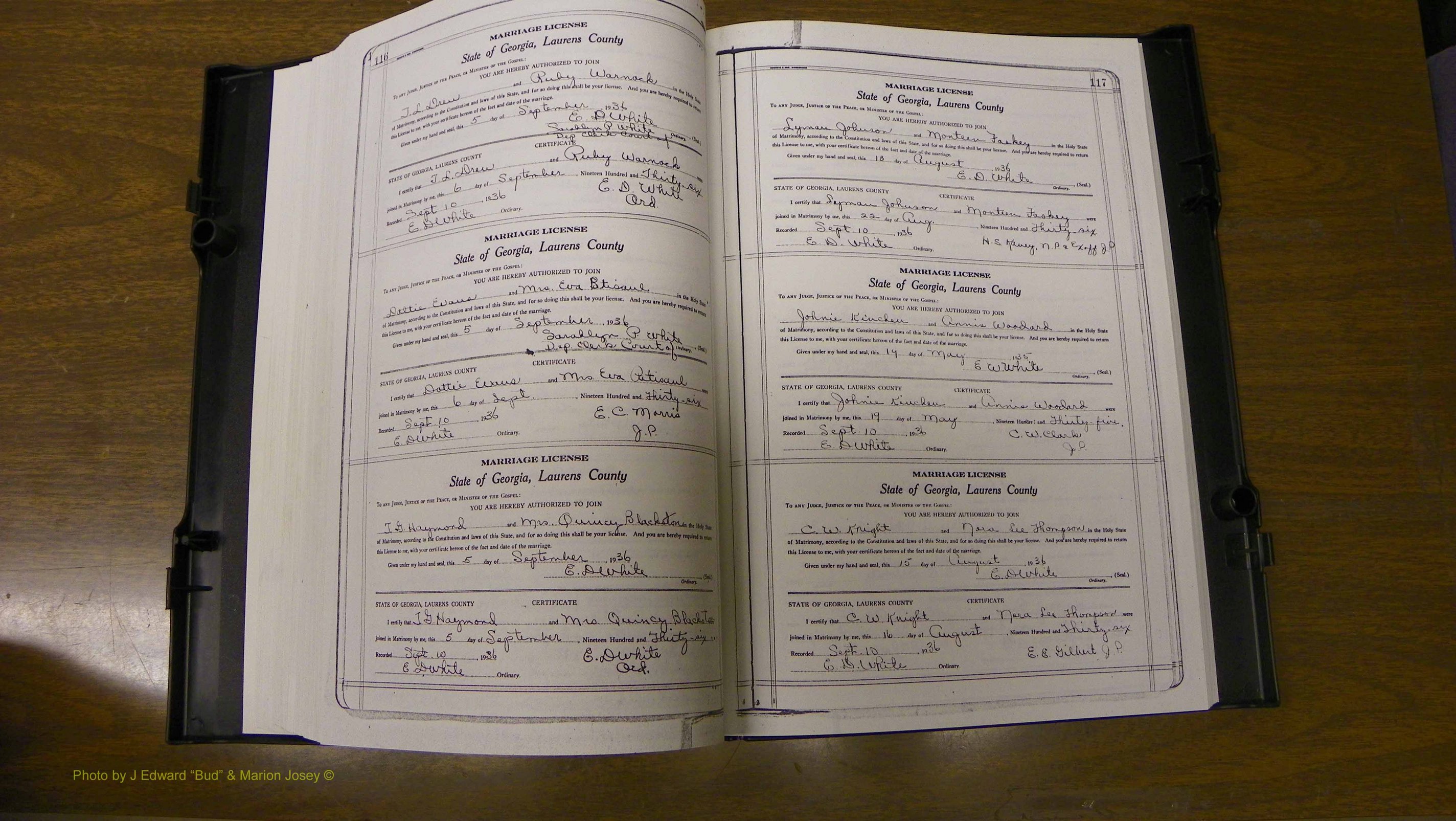 Laurens Co, GA, Marriages Book U, 1934 - 1944, White, P 116-117.JPG