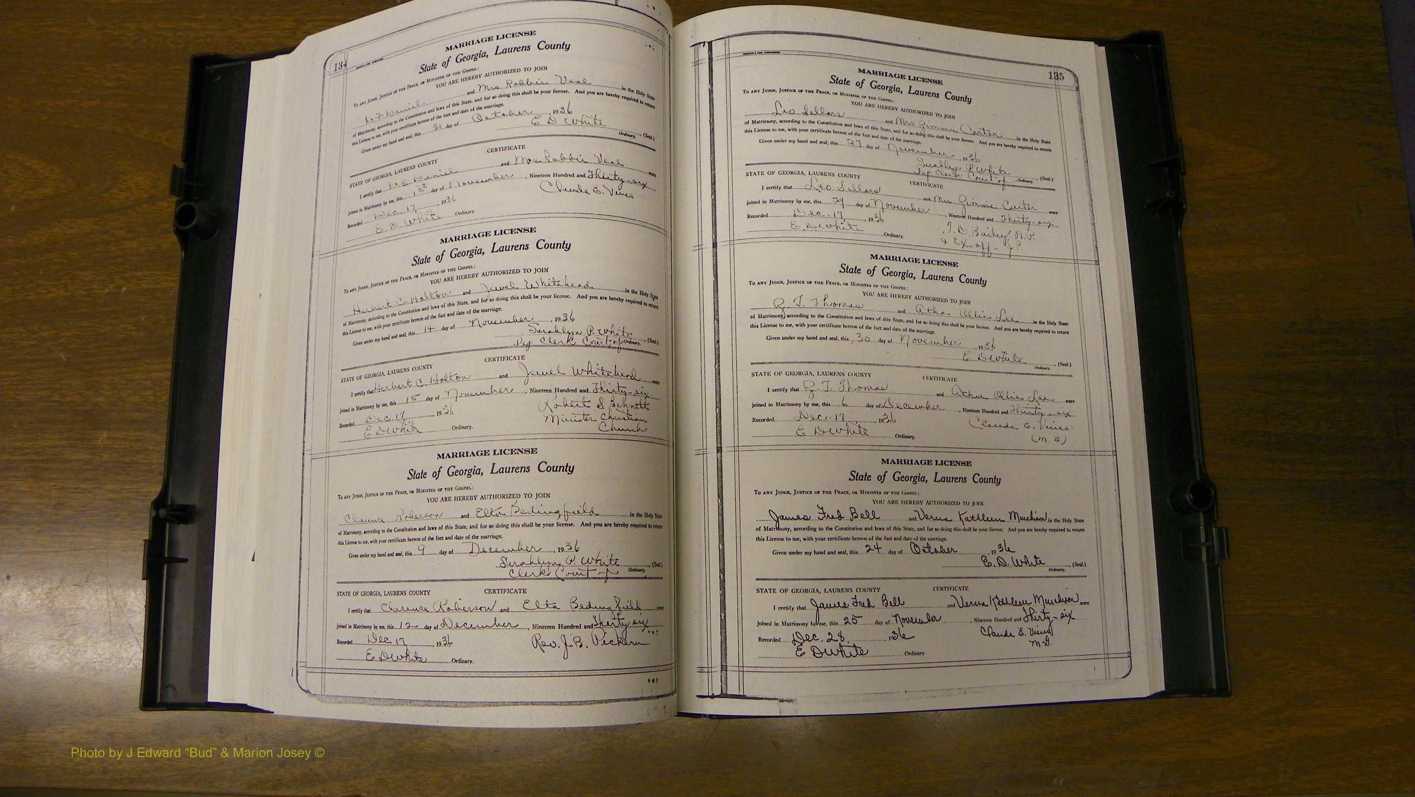 Laurens Co, GA, Marriages Book U, 1934 - 1944, White, P 134-135.JPG