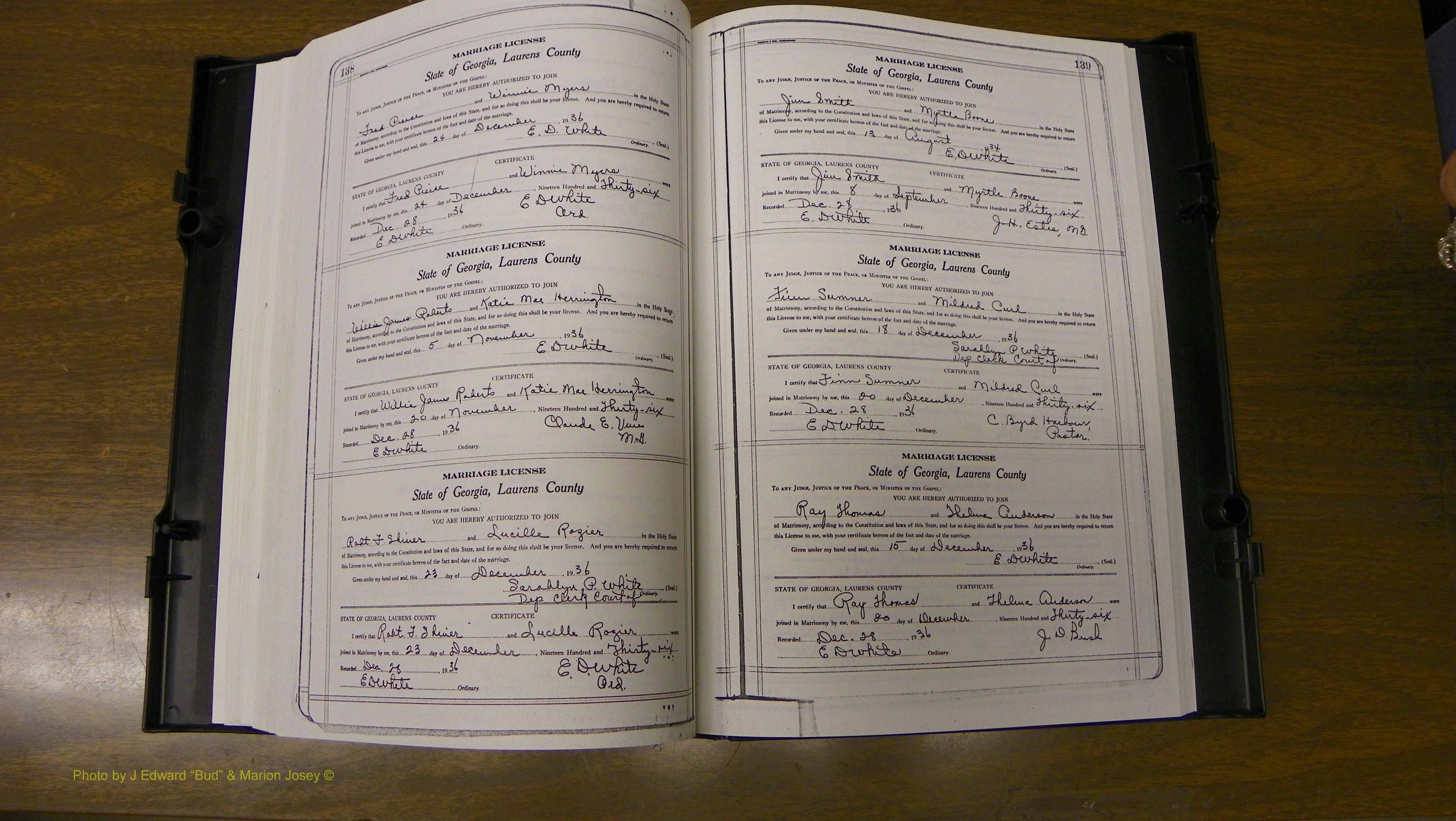 Laurens Co, GA, Marriages Book U, 1934 - 1944, White, P 138-139.JPG