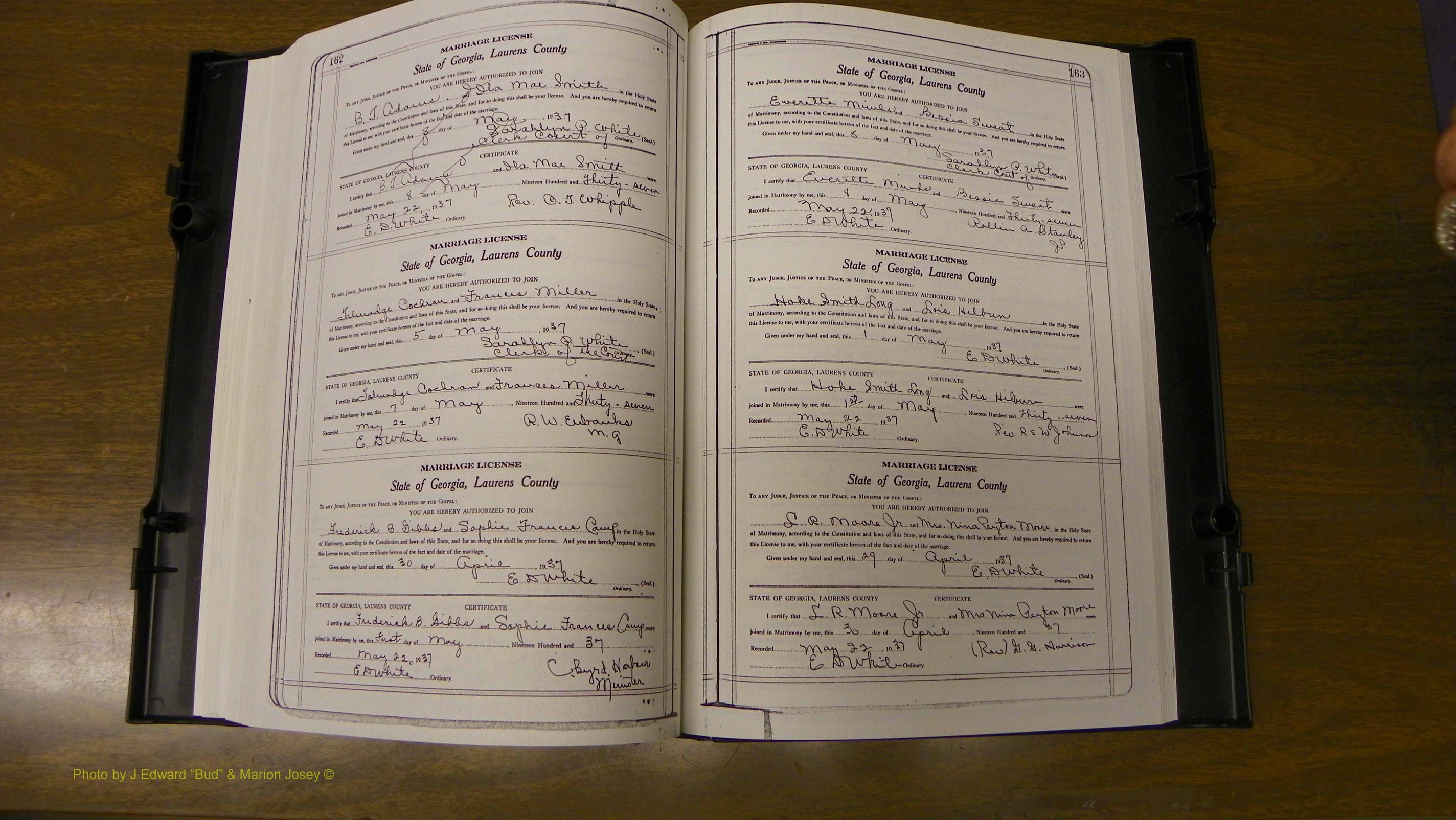 Laurens Co, GA, Marriages Book U, 1934 - 1944, White, P 162-163.JPG