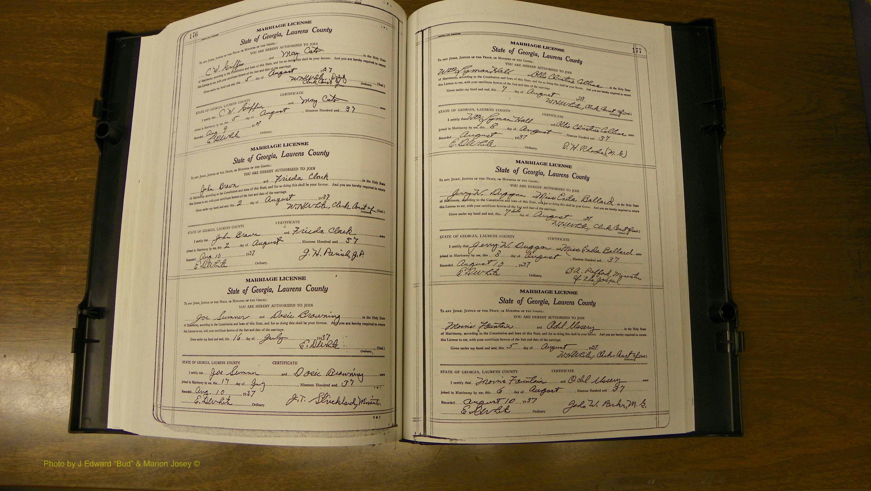 Laurens Co, GA, Marriages Book U, 1934 - 1944, White, P 176-177.JPG