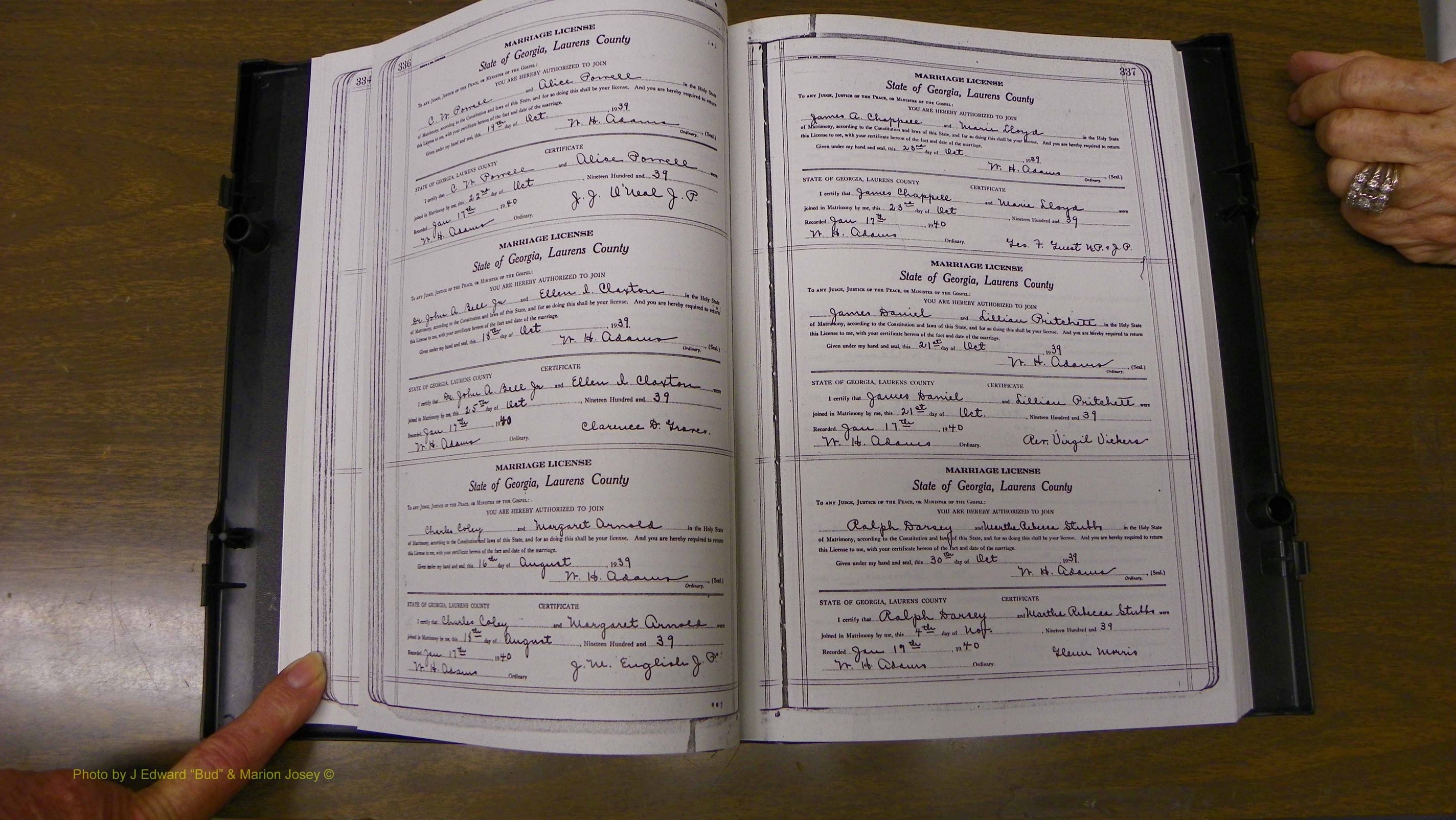 Laurens Co, GA, Marriages Book U, 1934 - 1944, White, P 336-337.JPG