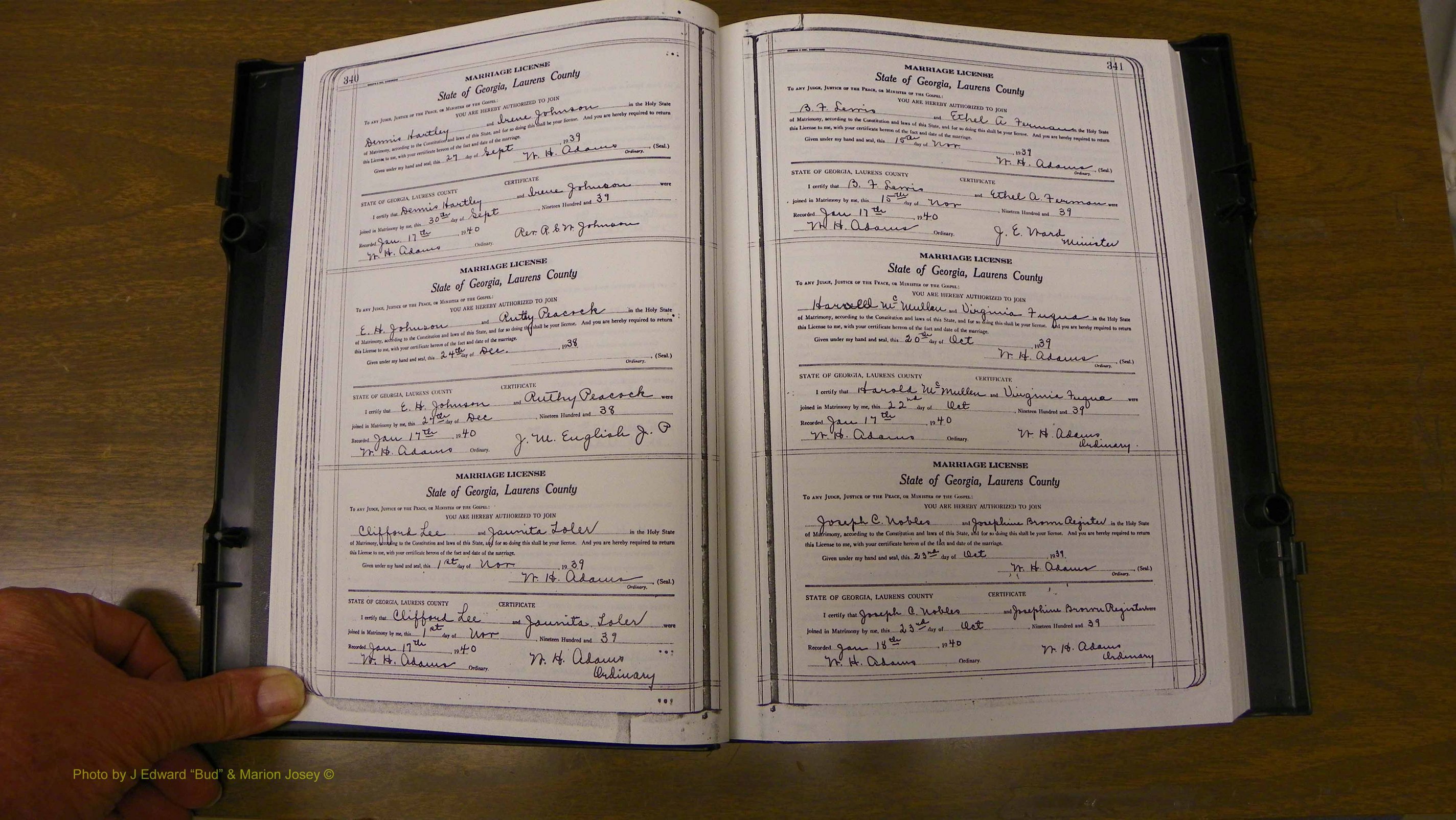 Laurens Co, GA, Marriages Book U, 1934 - 1944, White, P 340-341.JPG