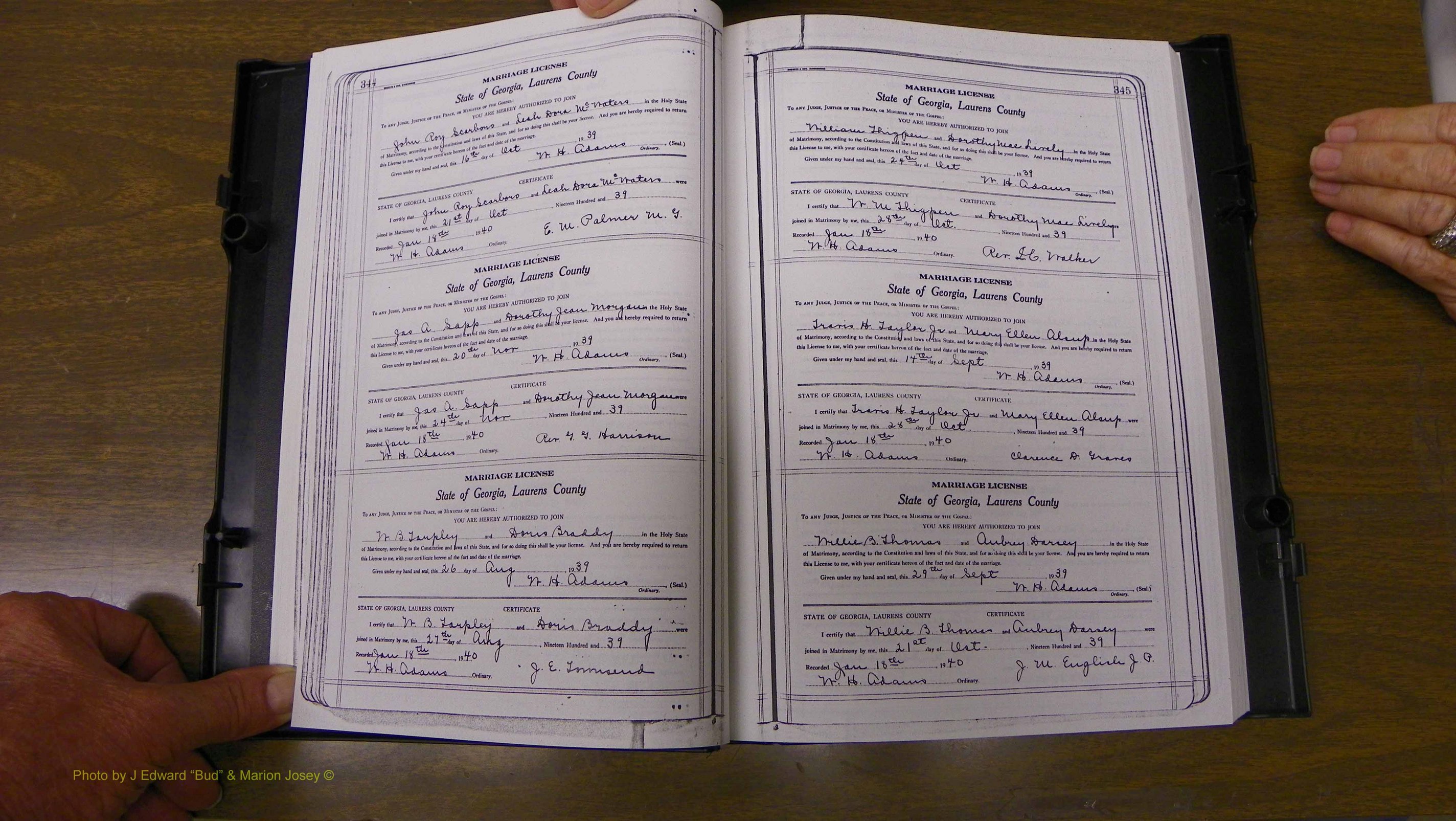 Laurens Co, GA, Marriages Book U, 1934 - 1944, White, P 344-345.JPG