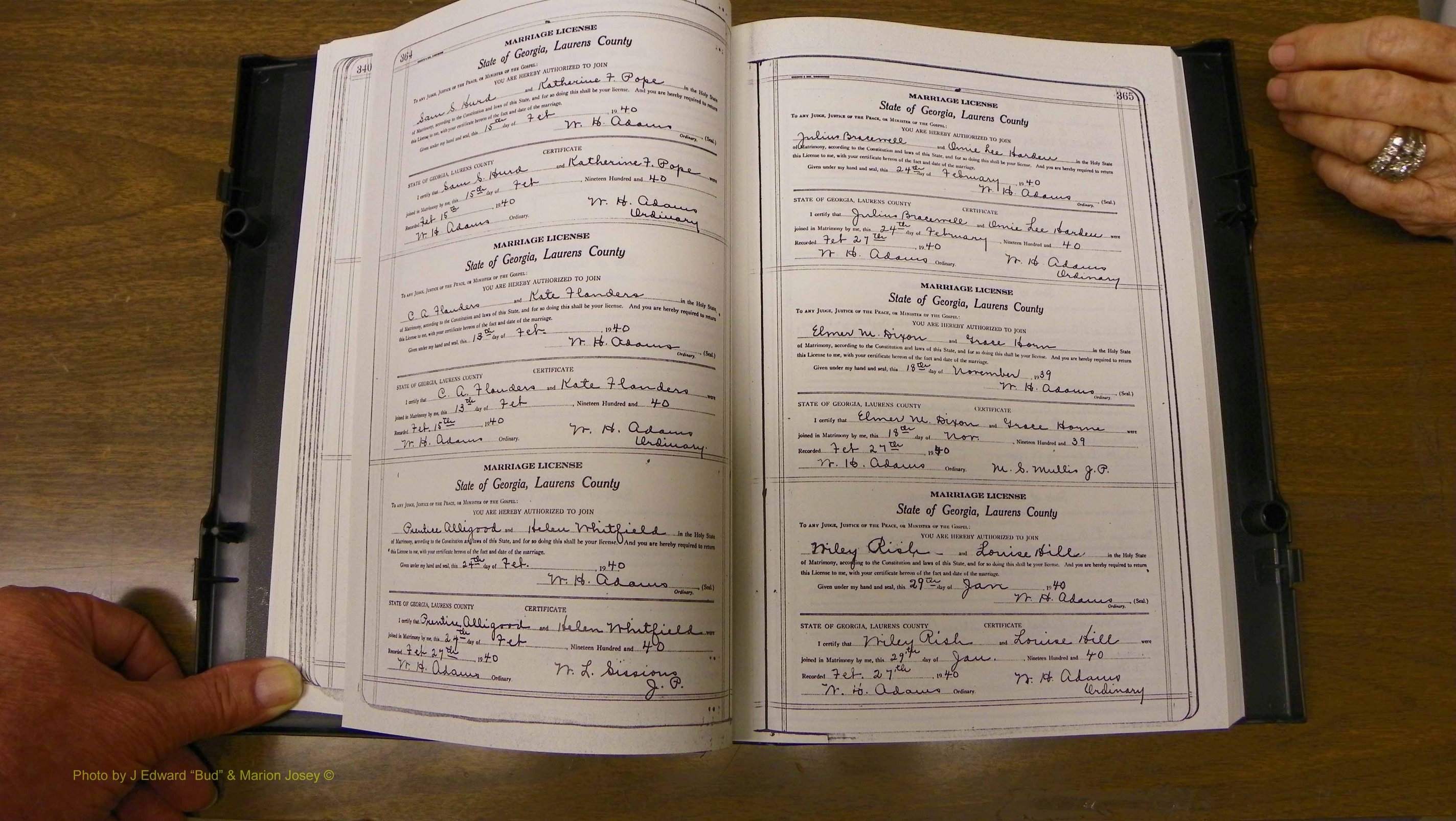 Laurens Co, GA, Marriages Book U, 1934 - 1944, White, P 364-365.JPG