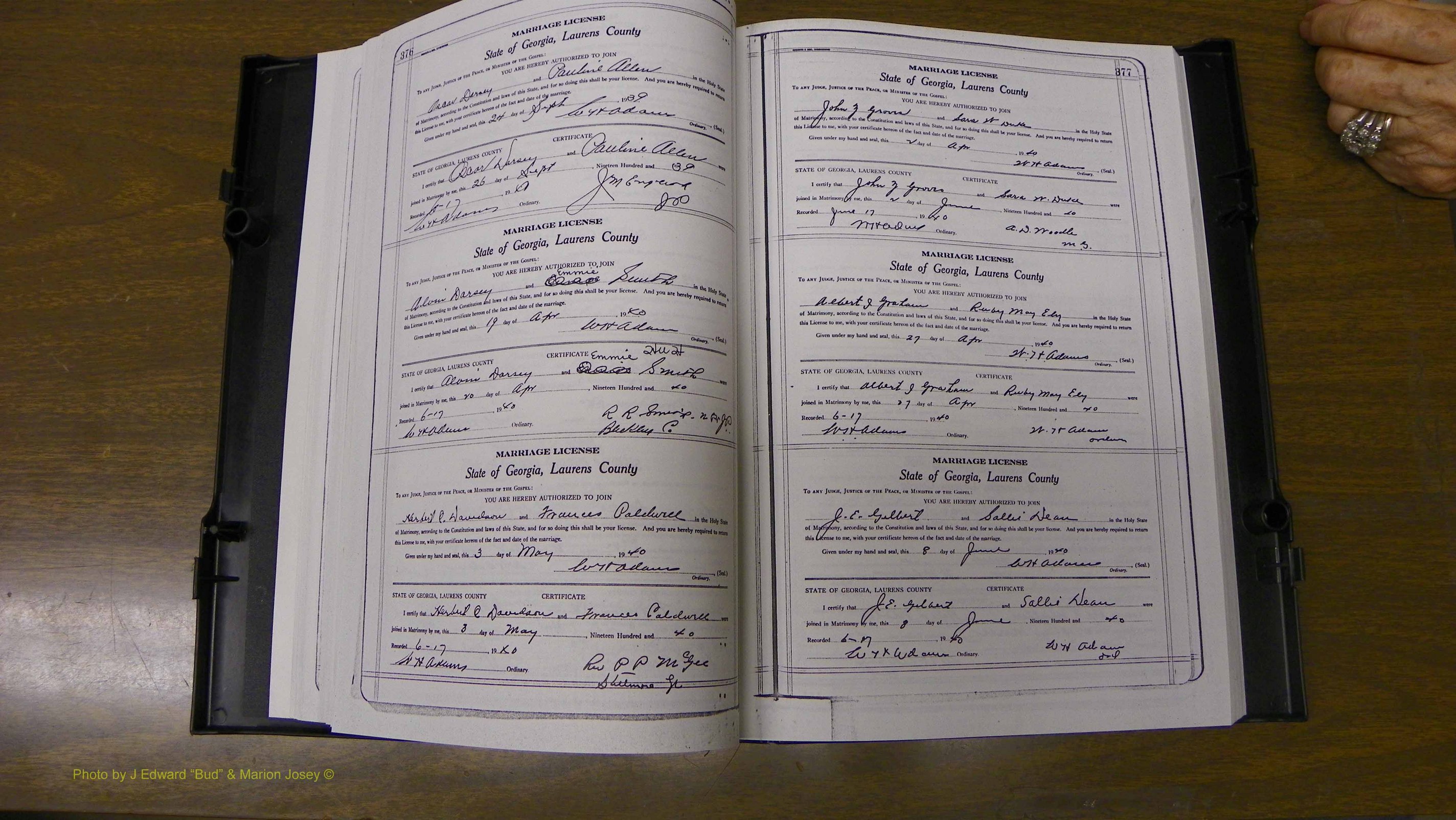 Laurens Co, GA, Marriages Book U, 1934 - 1944, White, P 376-377.JPG