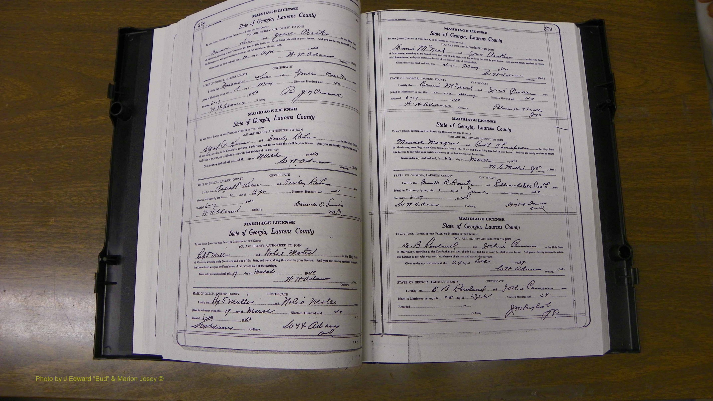 Laurens Co, GA, Marriages Book U, 1934 - 1944, White, P 378-379.JPG