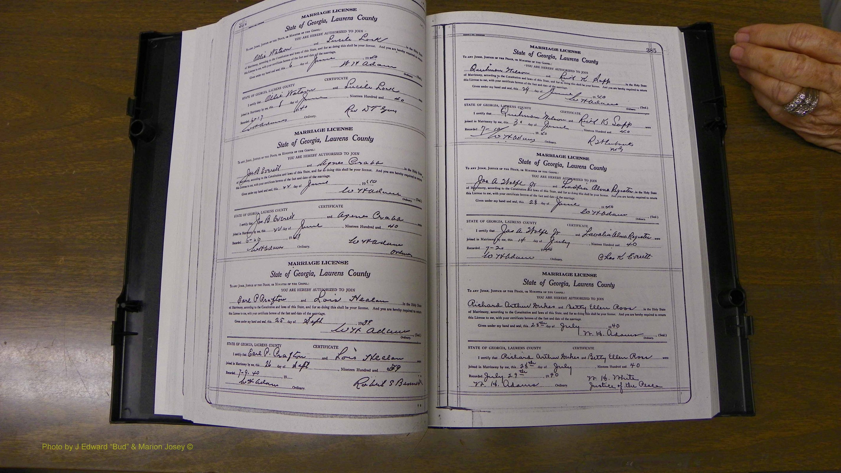 Laurens Co, GA, Marriages Book U, 1934 - 1944, White, P 384-385.JPG