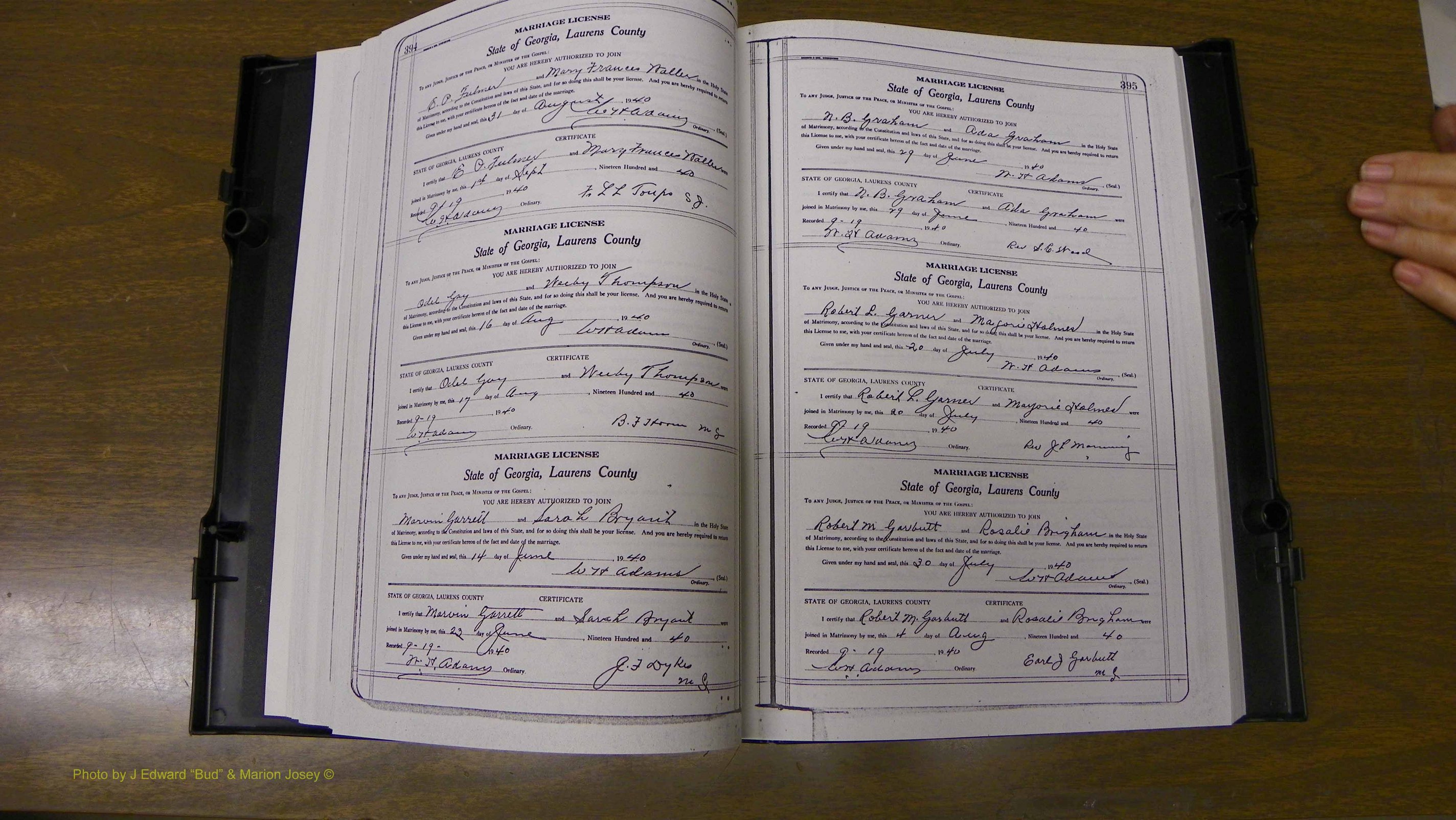 Laurens Co, GA, Marriages Book U, 1934 - 1944, White, P 394-395.JPG